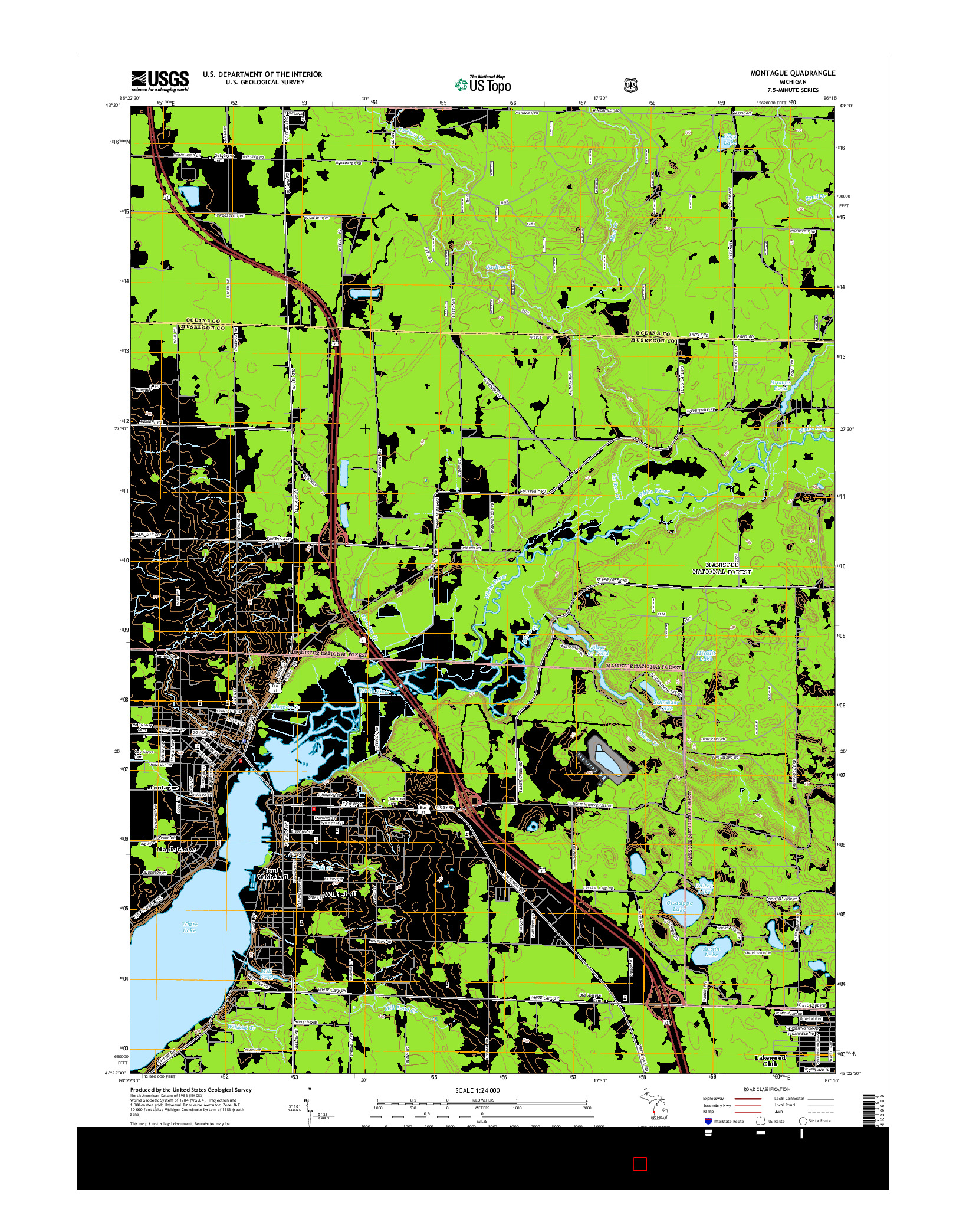 USGS US TOPO 7.5-MINUTE MAP FOR MONTAGUE, MI 2014
