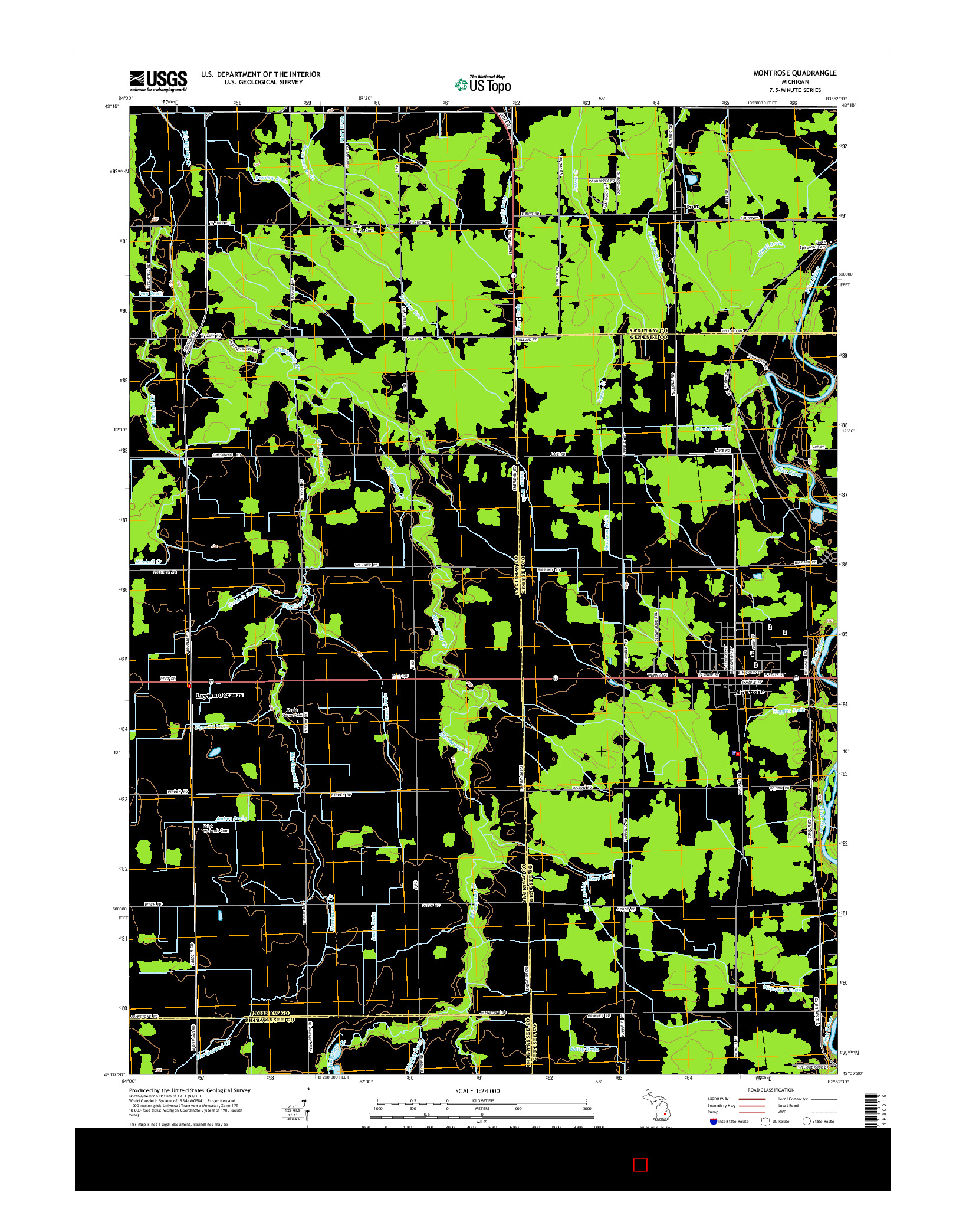 USGS US TOPO 7.5-MINUTE MAP FOR MONTROSE, MI 2014