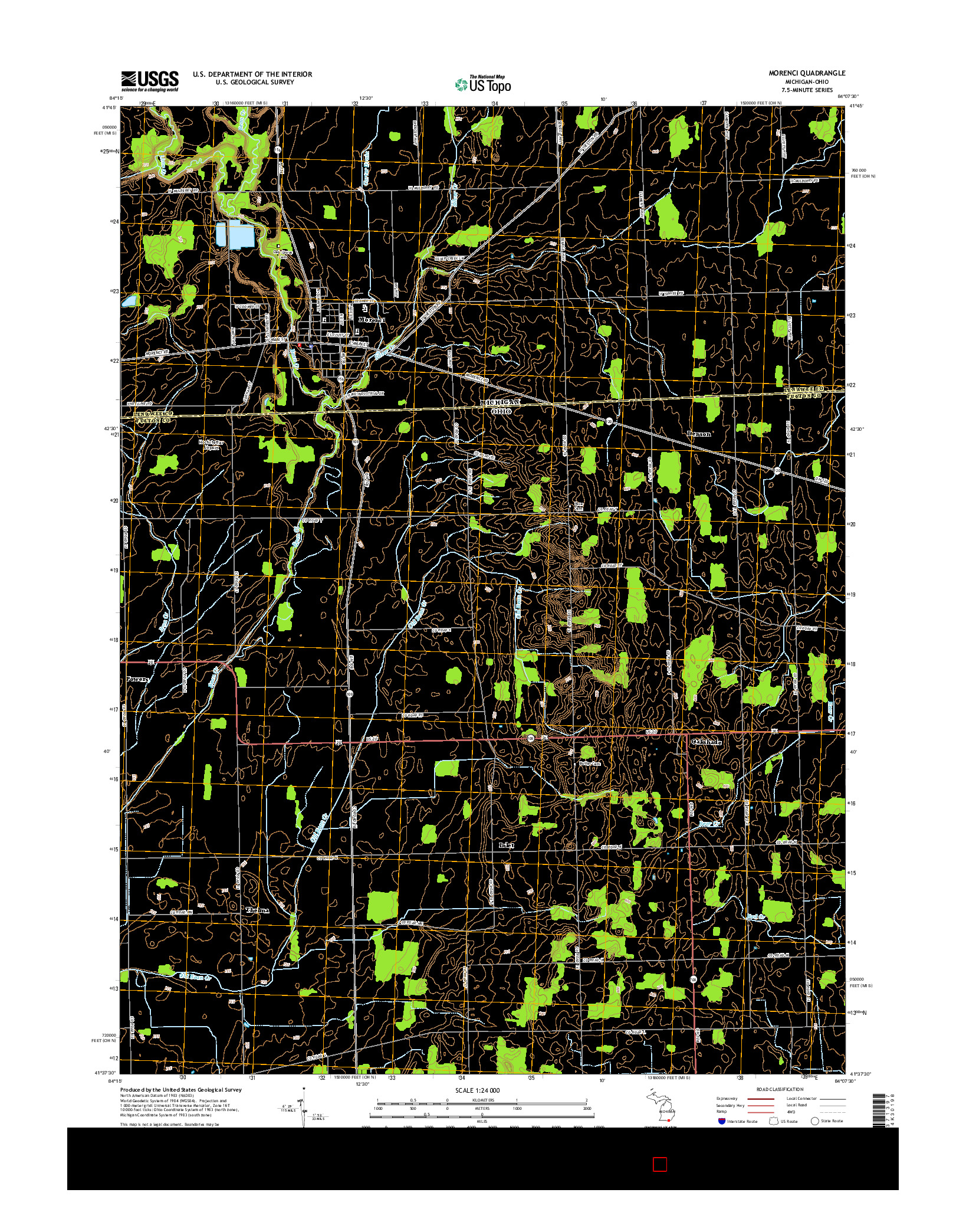 USGS US TOPO 7.5-MINUTE MAP FOR MORENCI, MI-OH 2014