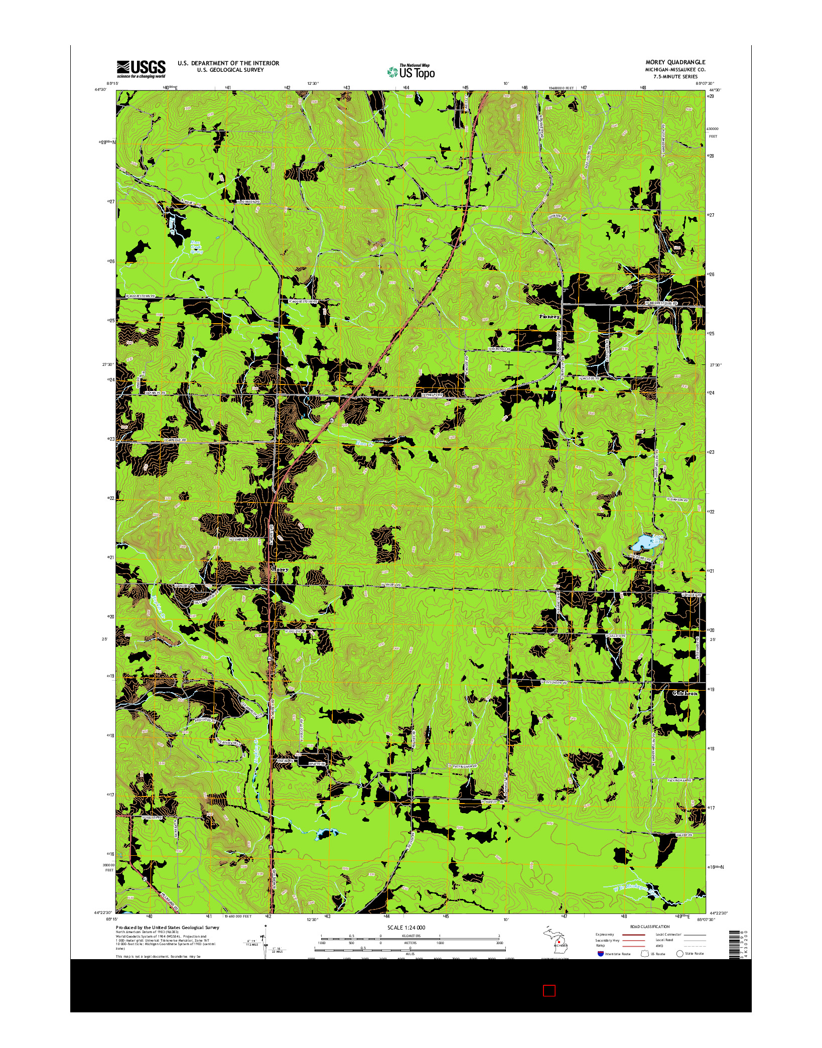USGS US TOPO 7.5-MINUTE MAP FOR MOREY, MI 2014