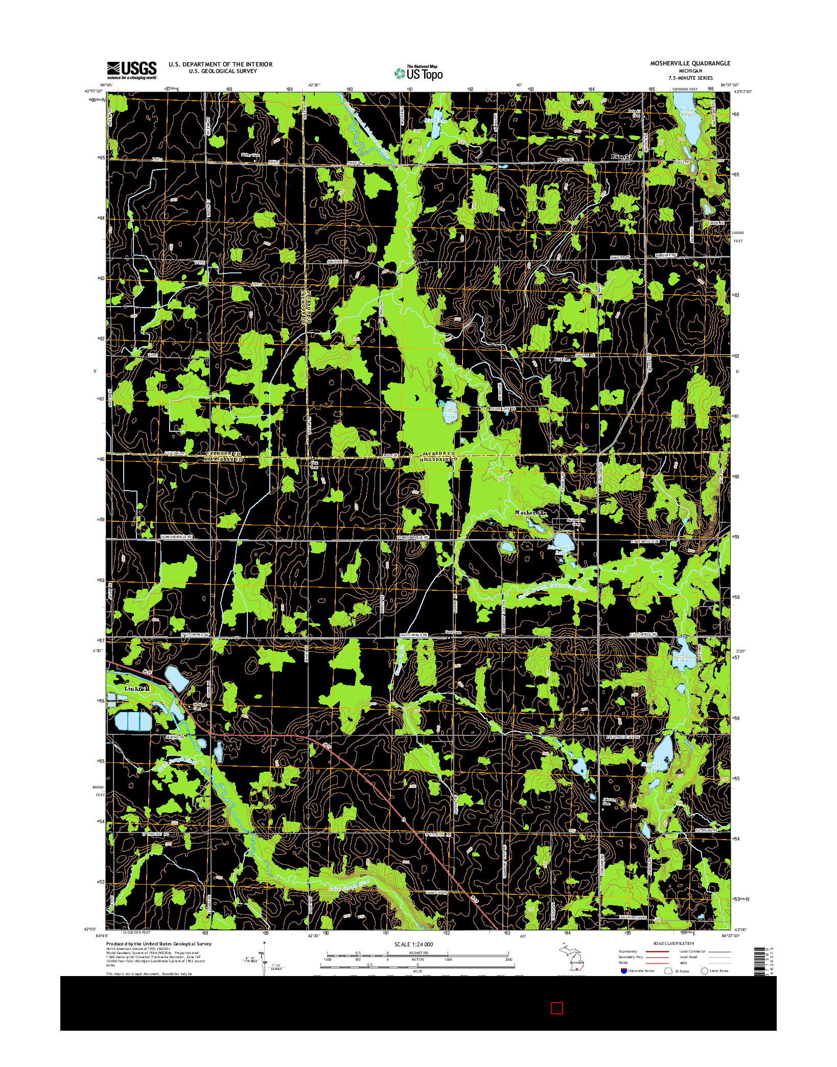 USGS US TOPO 7.5-MINUTE MAP FOR MOSHERVILLE, MI 2014