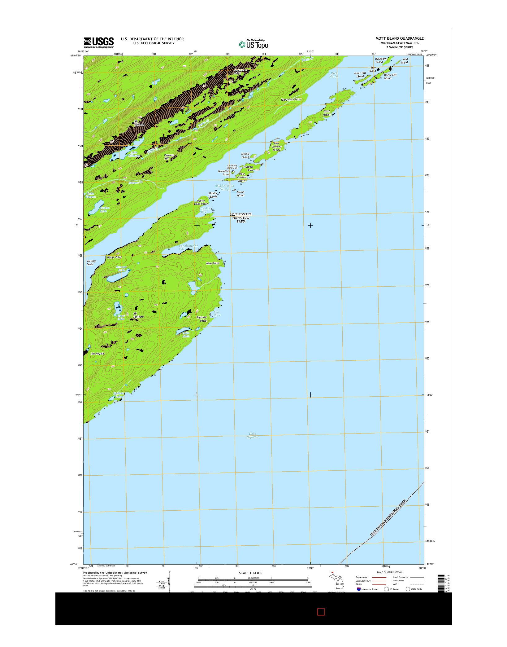 USGS US TOPO 7.5-MINUTE MAP FOR MOTT ISLAND, MI 2014