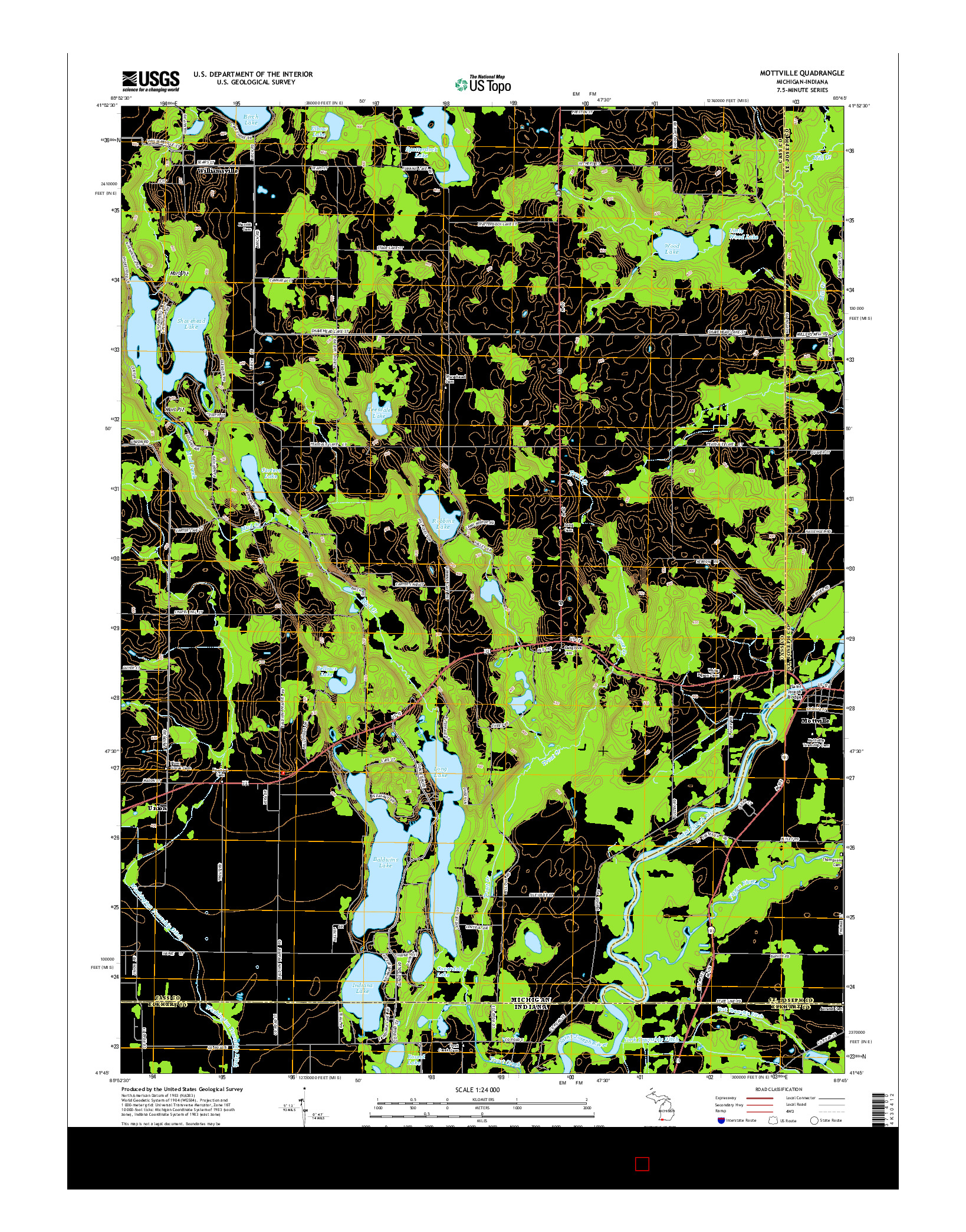 USGS US TOPO 7.5-MINUTE MAP FOR MOTTVILLE, MI-IN 2014