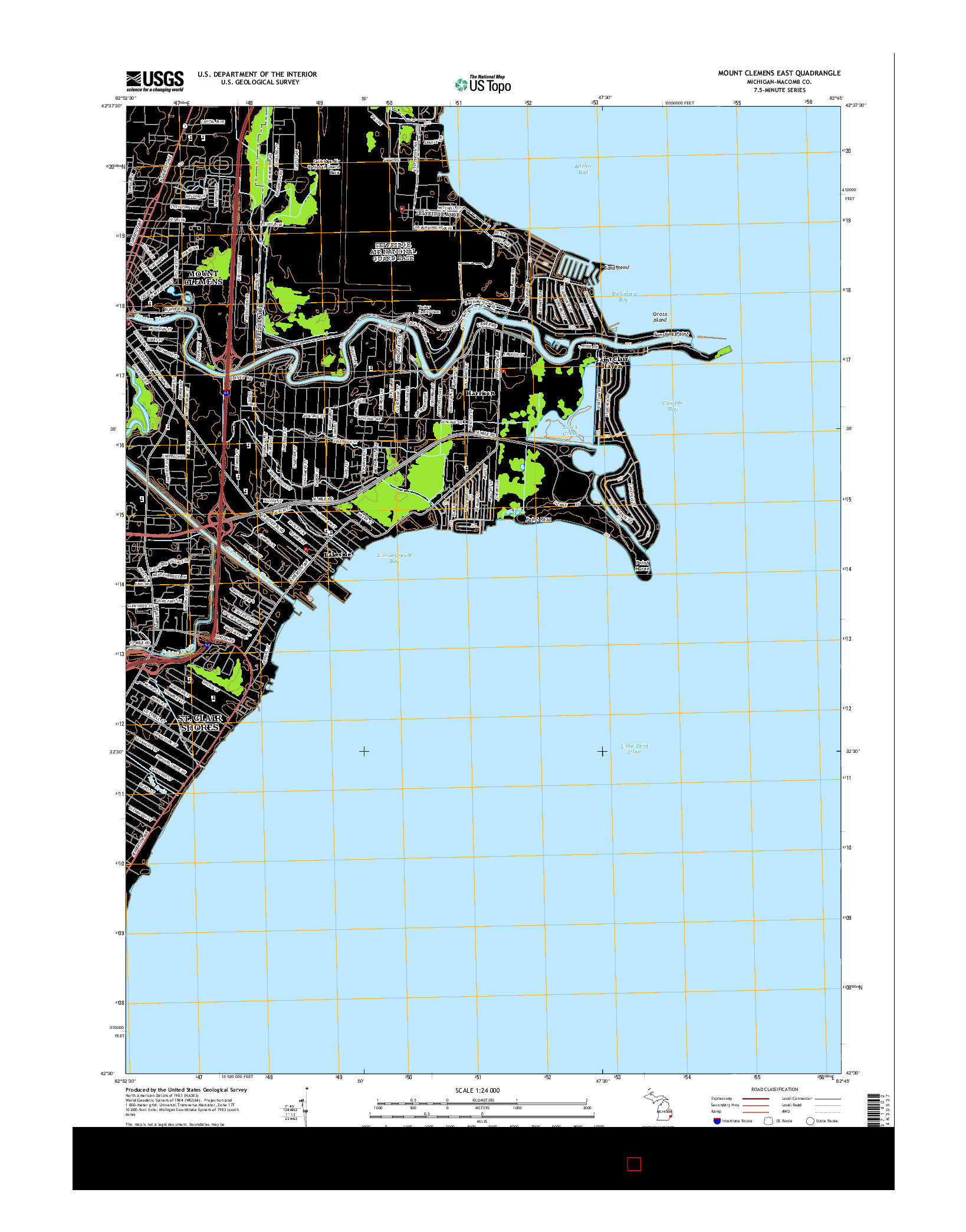 USGS US TOPO 7.5-MINUTE MAP FOR MOUNT CLEMENS EAST, MI 2014
