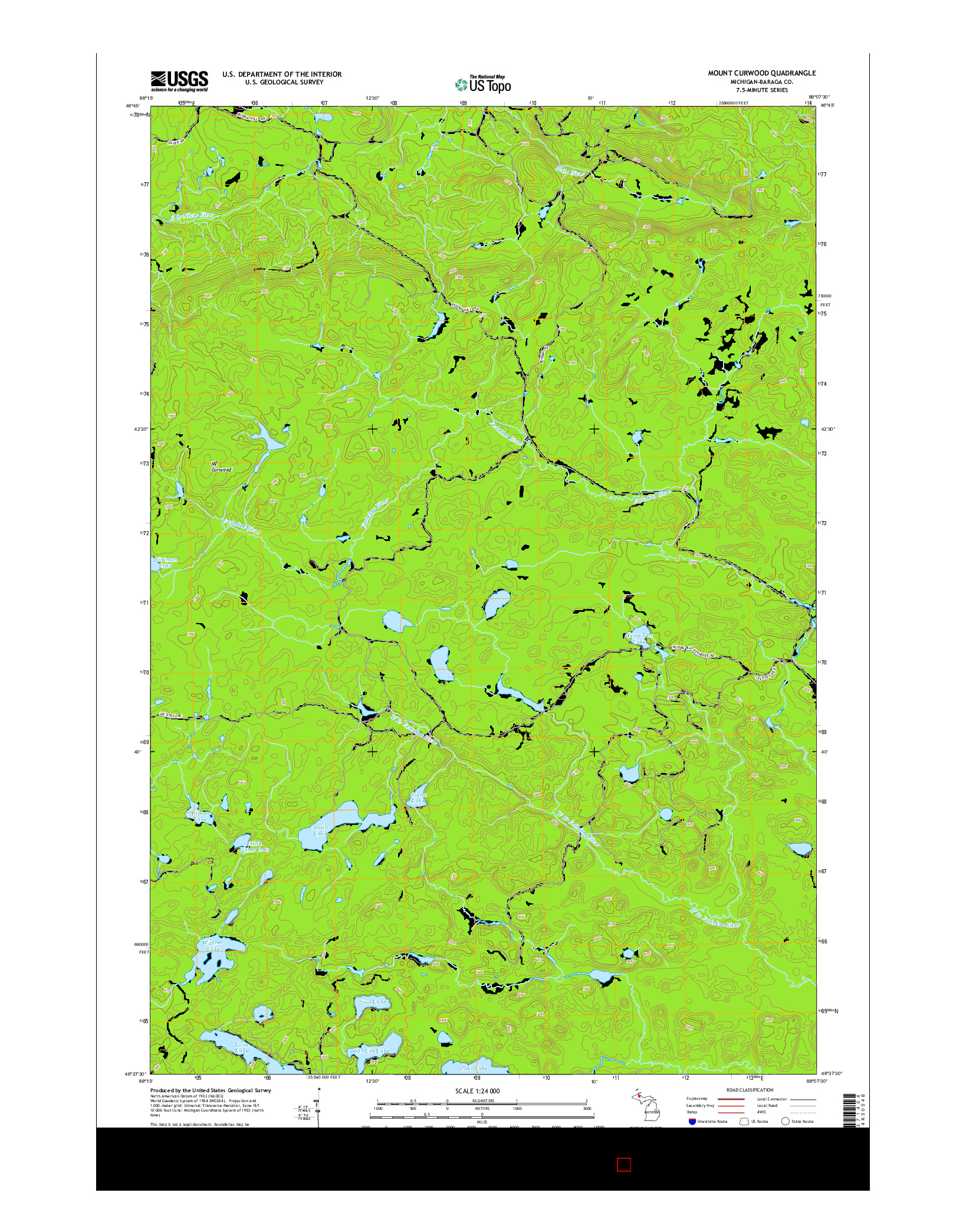 USGS US TOPO 7.5-MINUTE MAP FOR MOUNT CURWOOD, MI 2014
