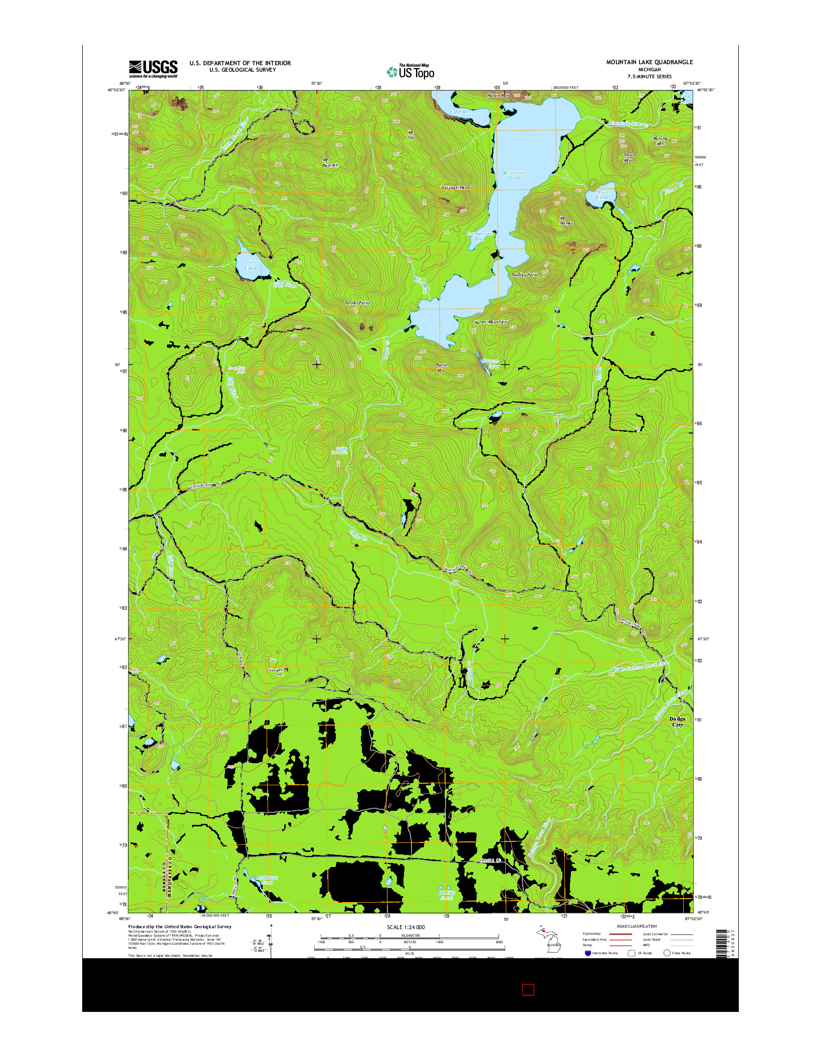 USGS US TOPO 7.5-MINUTE MAP FOR MOUNTAIN LAKE, MI 2014