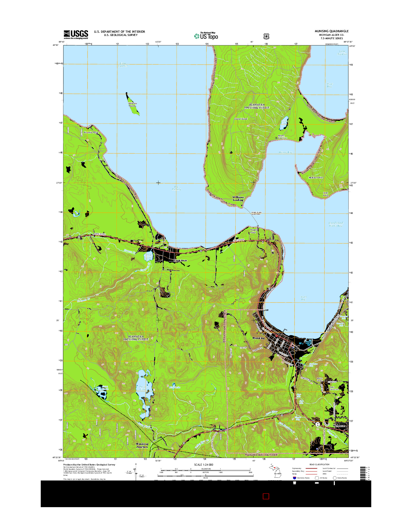 USGS US TOPO 7.5-MINUTE MAP FOR MUNISING, MI 2014