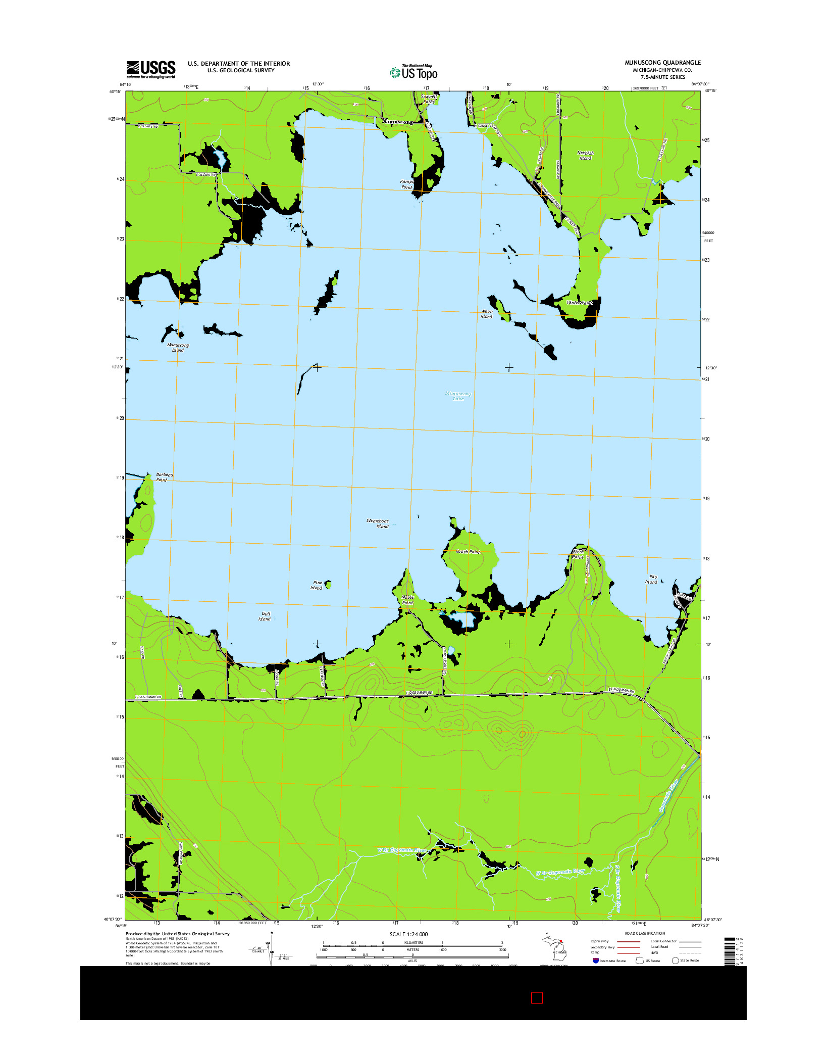 USGS US TOPO 7.5-MINUTE MAP FOR MUNUSCONG, MI 2014