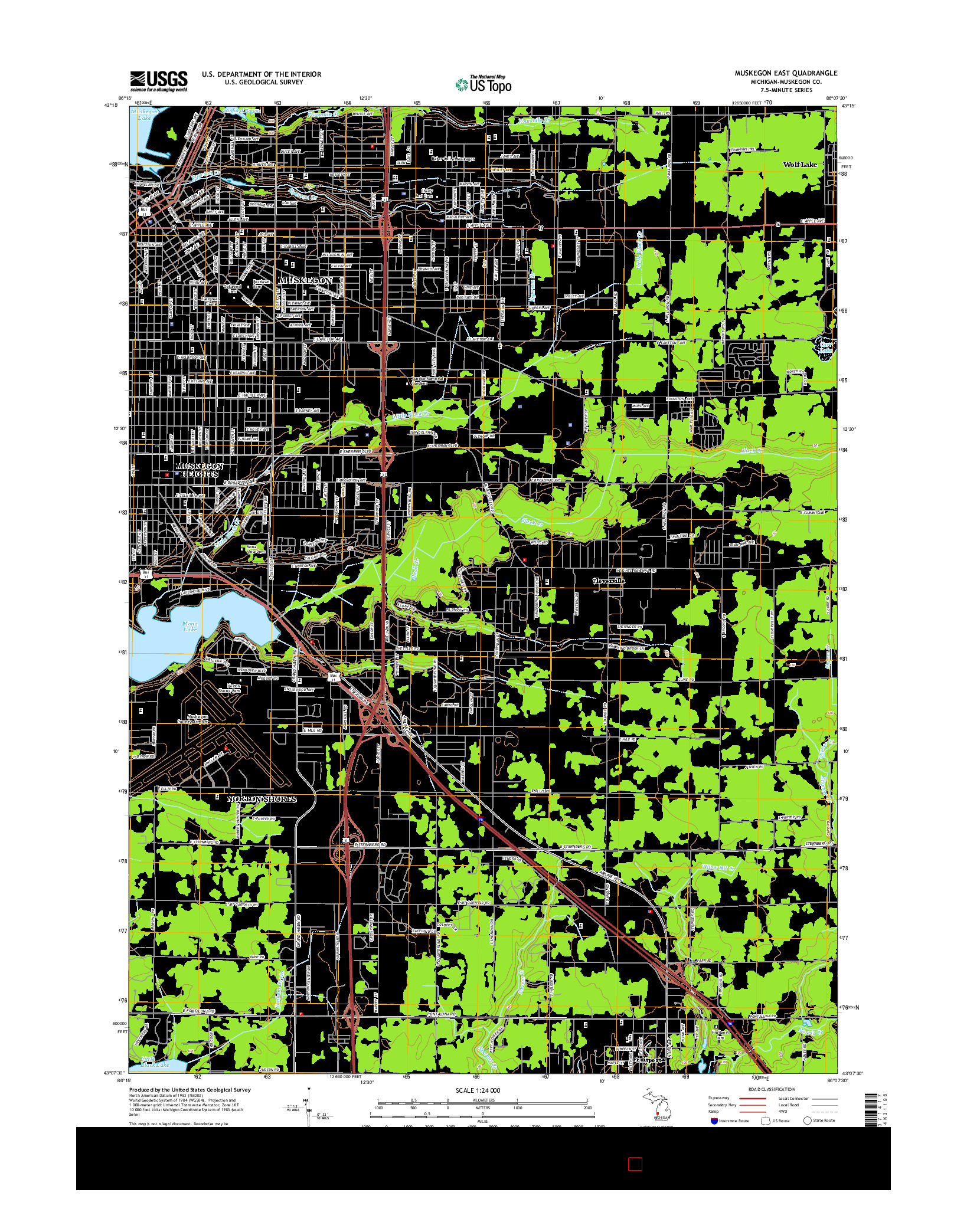 USGS US TOPO 7.5-MINUTE MAP FOR MUSKEGON EAST, MI 2014