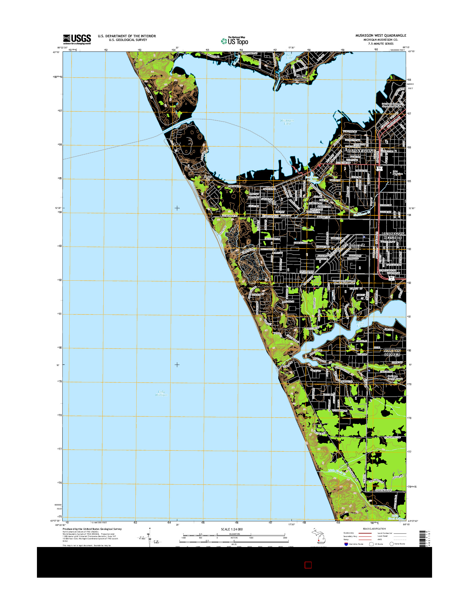 USGS US TOPO 7.5-MINUTE MAP FOR MUSKEGON WEST, MI 2014