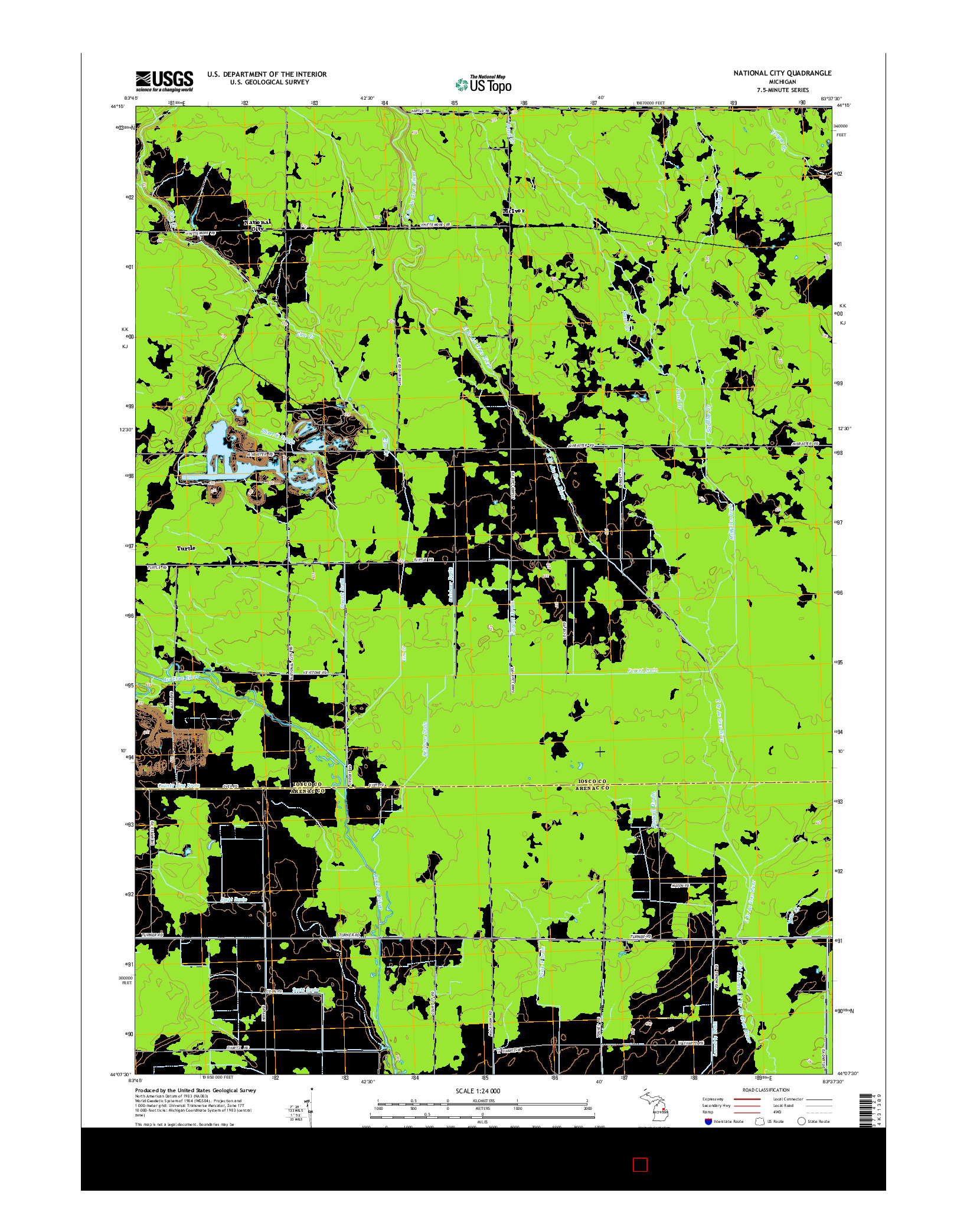USGS US TOPO 7.5-MINUTE MAP FOR NATIONAL CITY, MI 2014