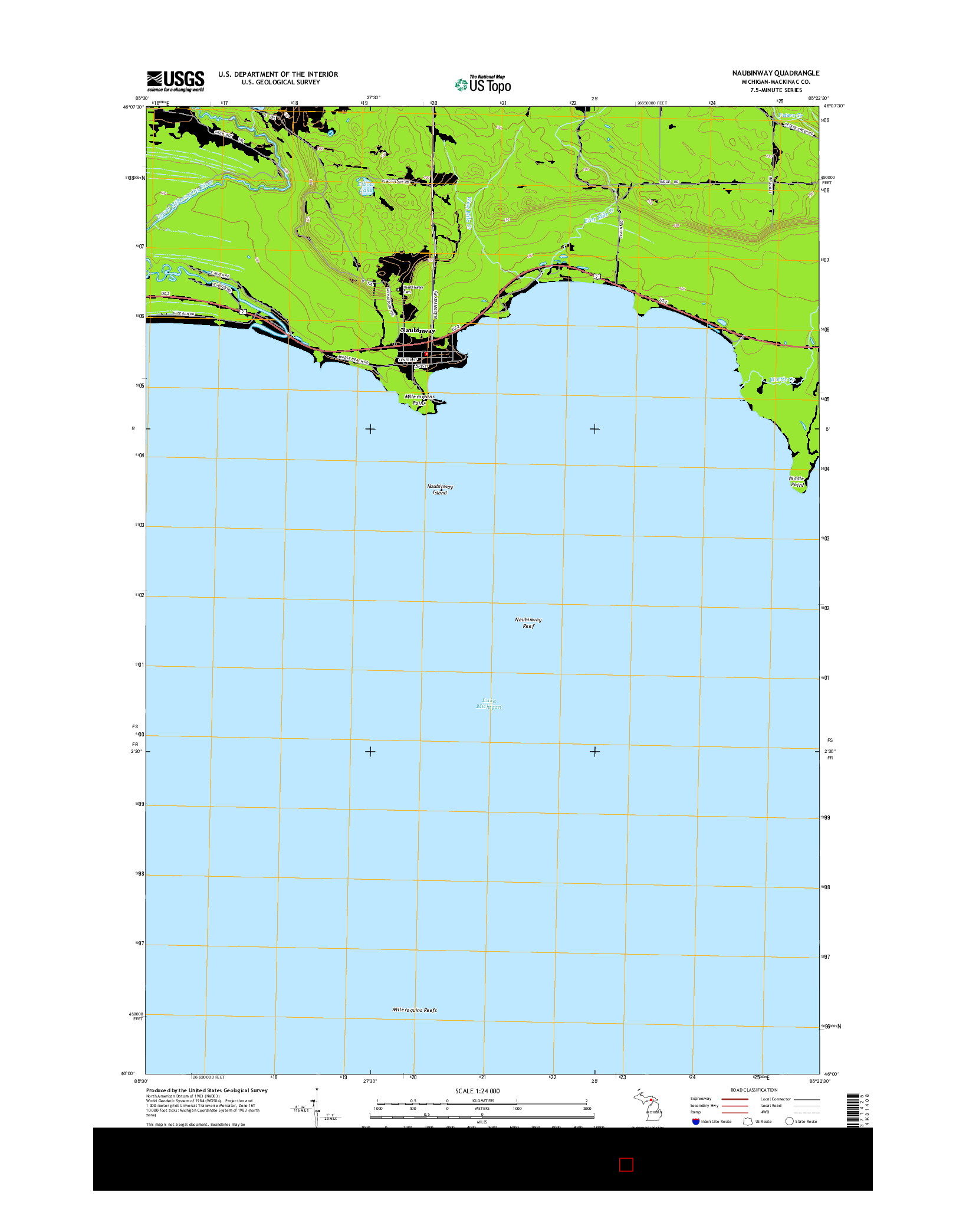 USGS US TOPO 7.5-MINUTE MAP FOR NAUBINWAY, MI 2014