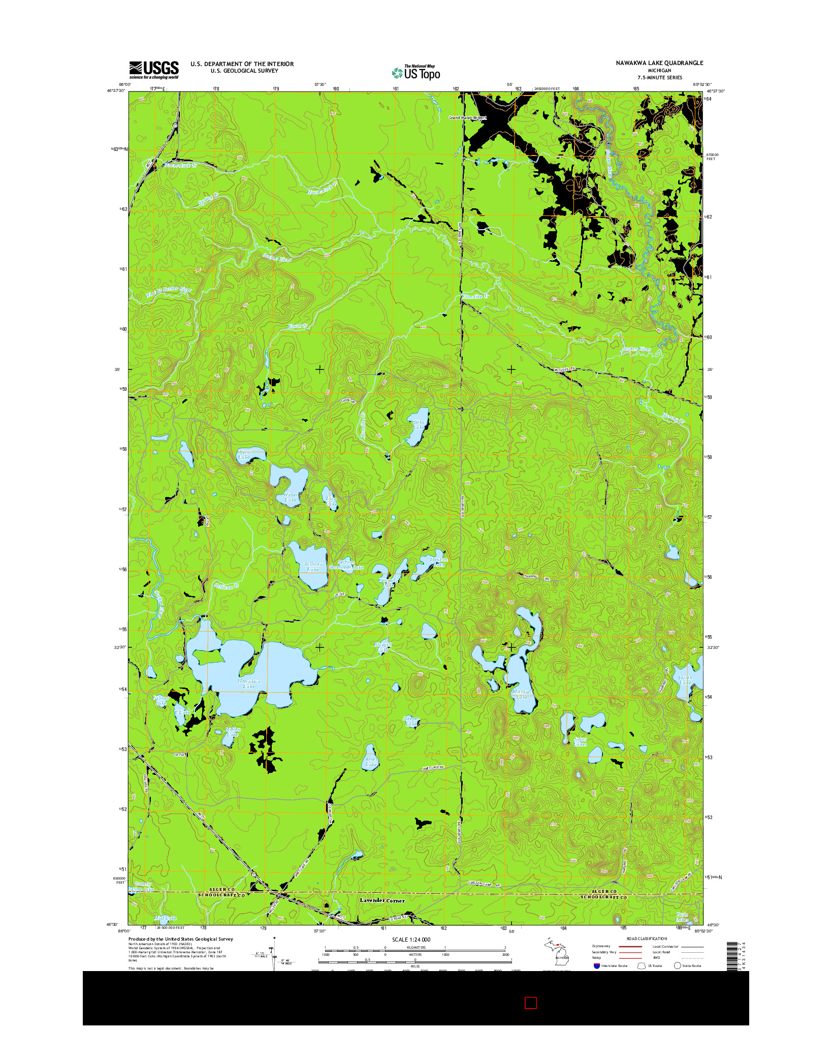 USGS US TOPO 7.5-MINUTE MAP FOR NAWAKWA LAKE, MI 2014