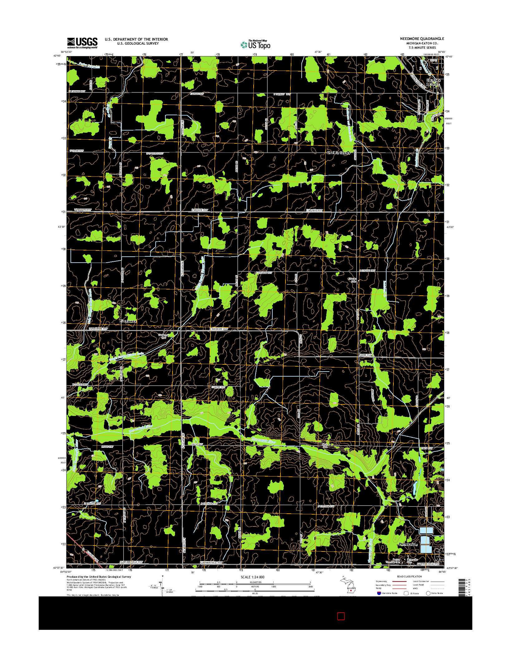 USGS US TOPO 7.5-MINUTE MAP FOR NEEDMORE, MI 2014