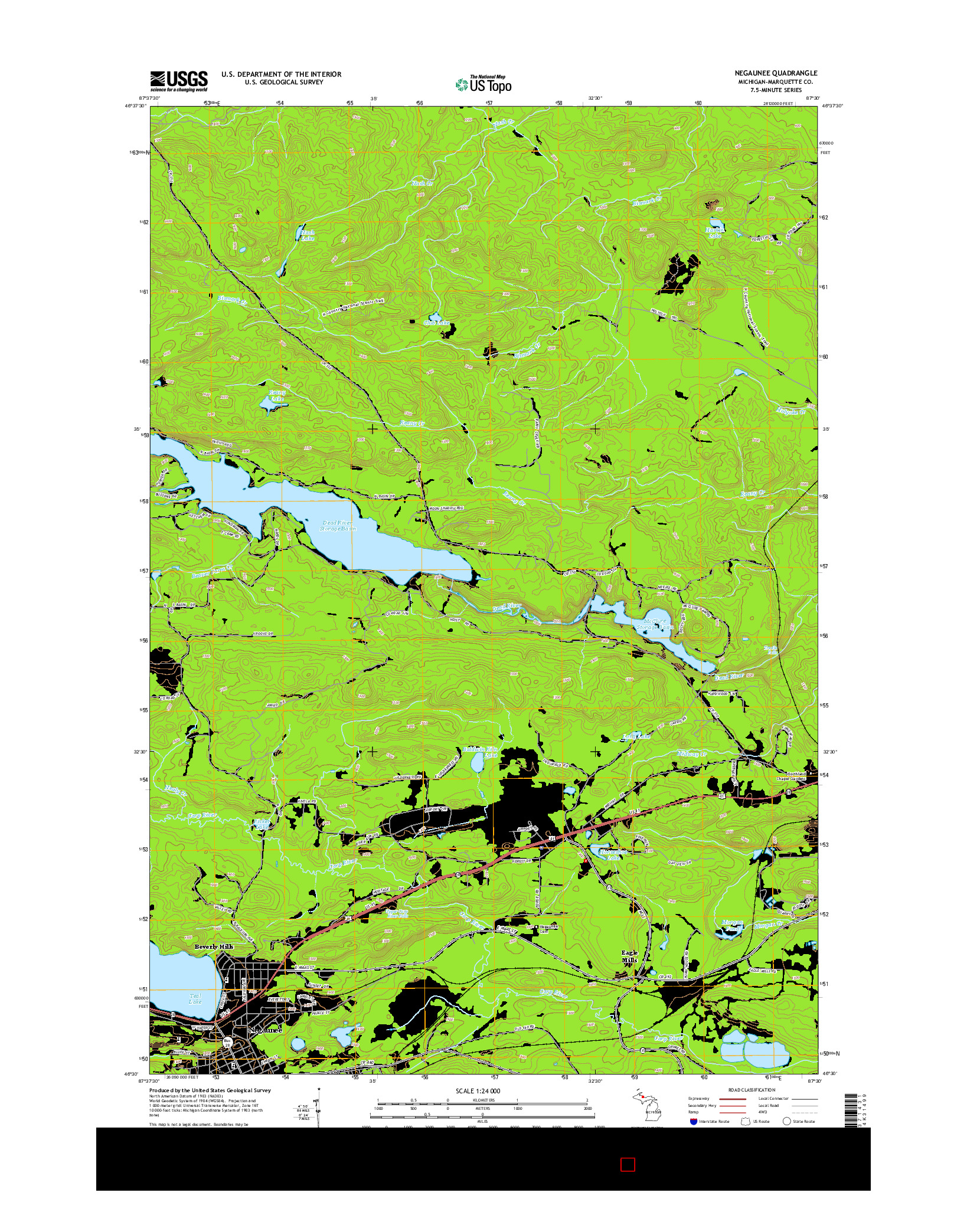 USGS US TOPO 7.5-MINUTE MAP FOR NEGAUNEE, MI 2014