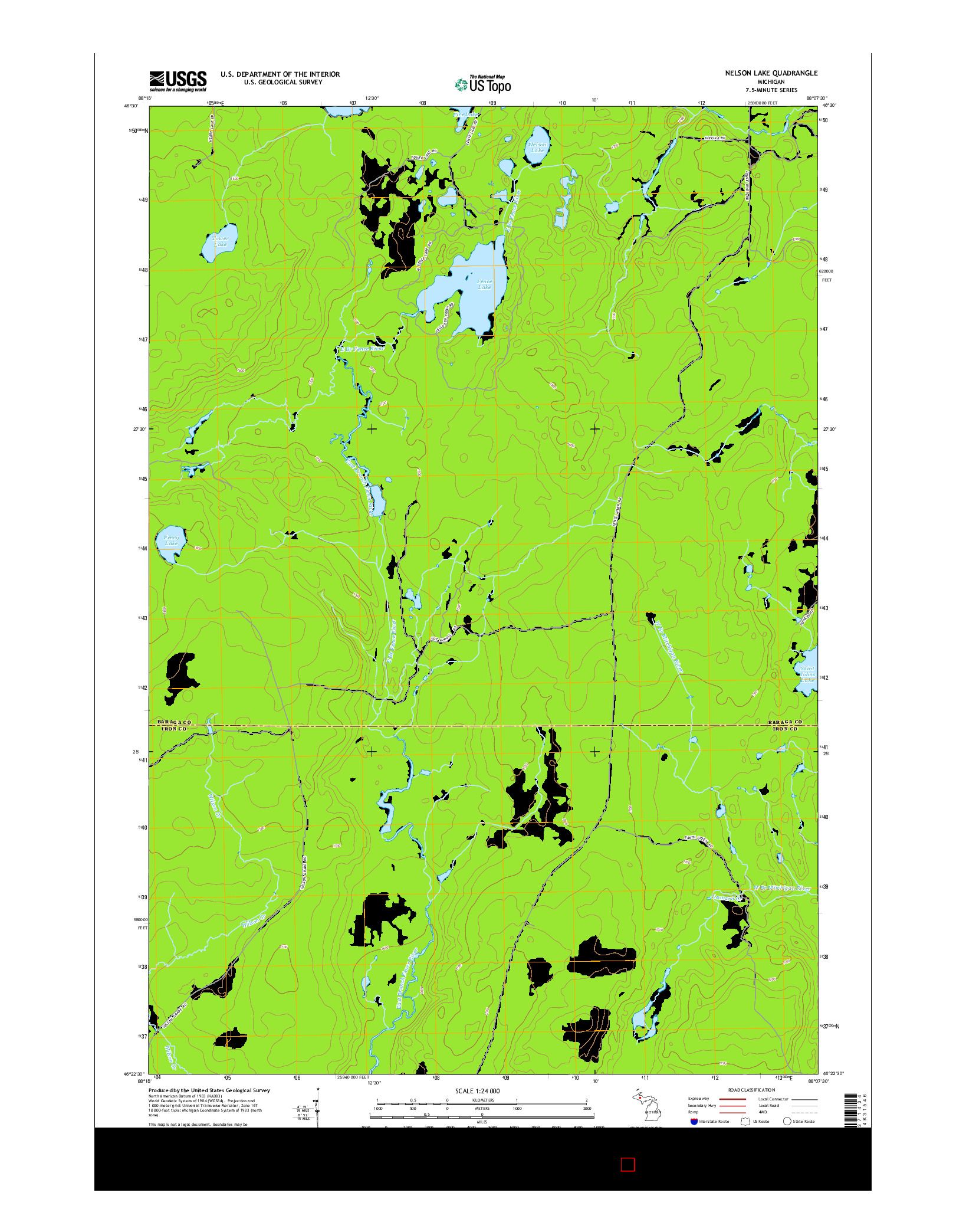 USGS US TOPO 7.5-MINUTE MAP FOR NELSON LAKE, MI 2014