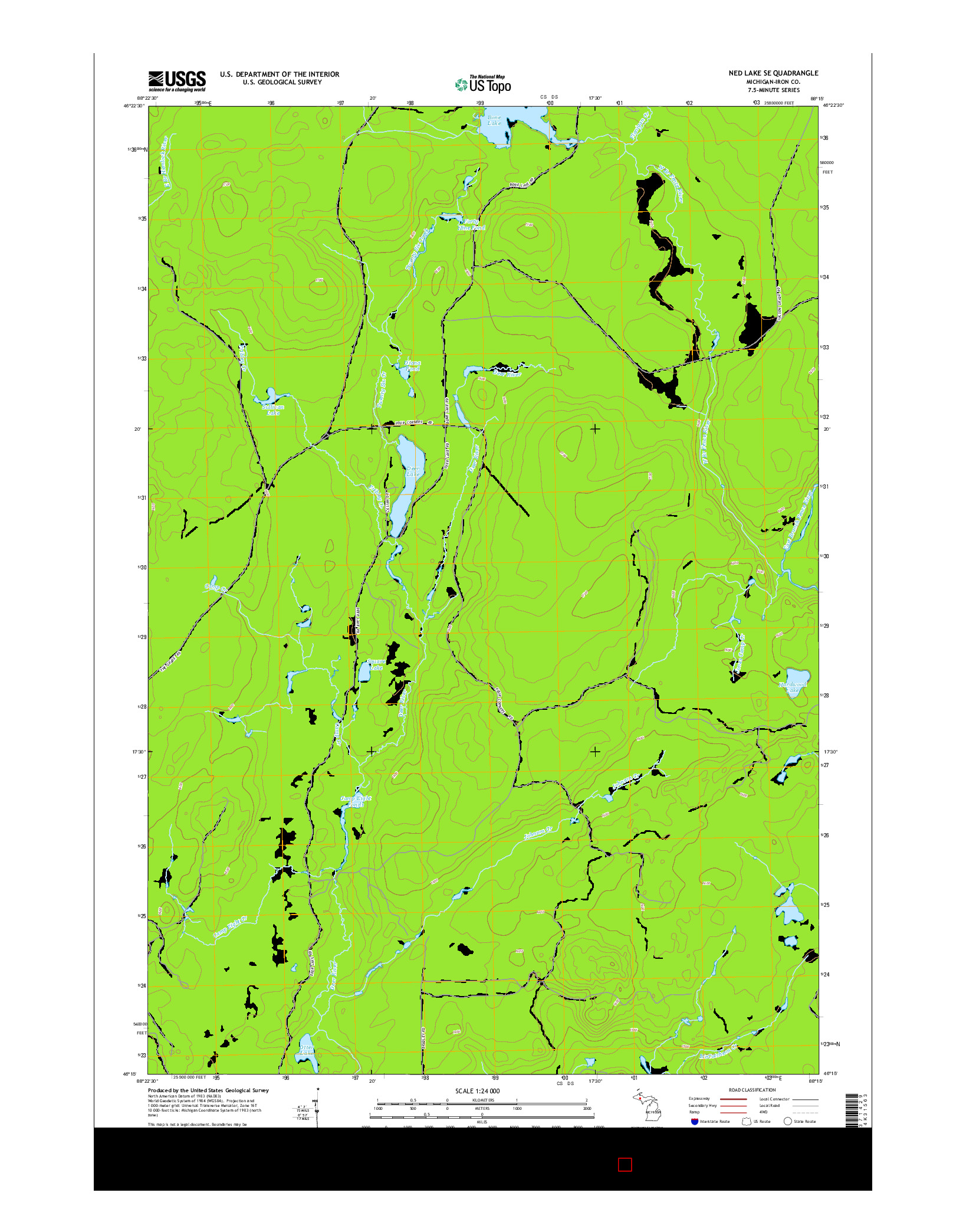 USGS US TOPO 7.5-MINUTE MAP FOR NED LAKE SE, MI 2014