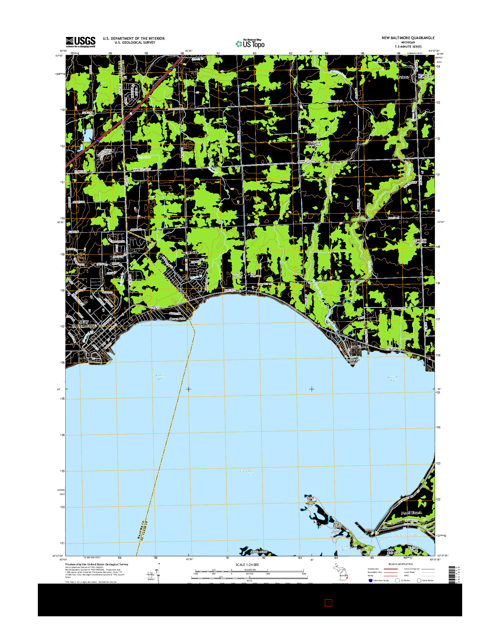 USGS US TOPO 7.5-MINUTE MAP FOR NEW BALTIMORE, MI 2014