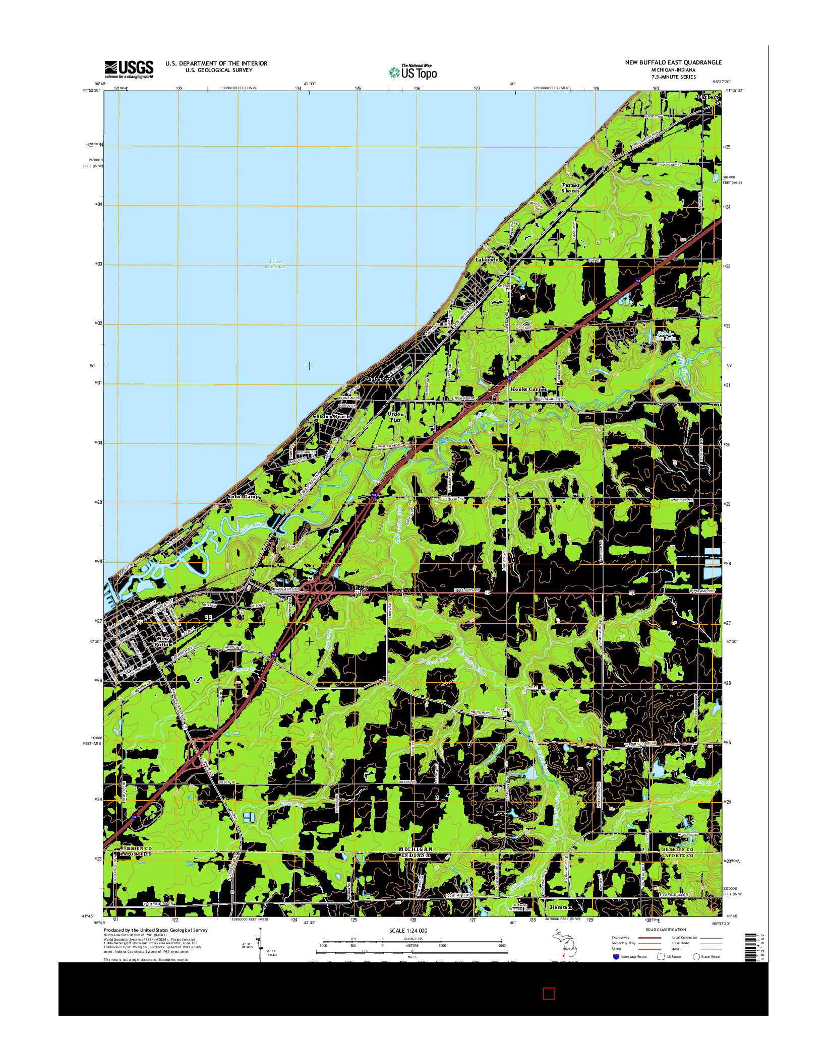 USGS US TOPO 7.5-MINUTE MAP FOR NEW BUFFALO EAST, MI-IN 2014