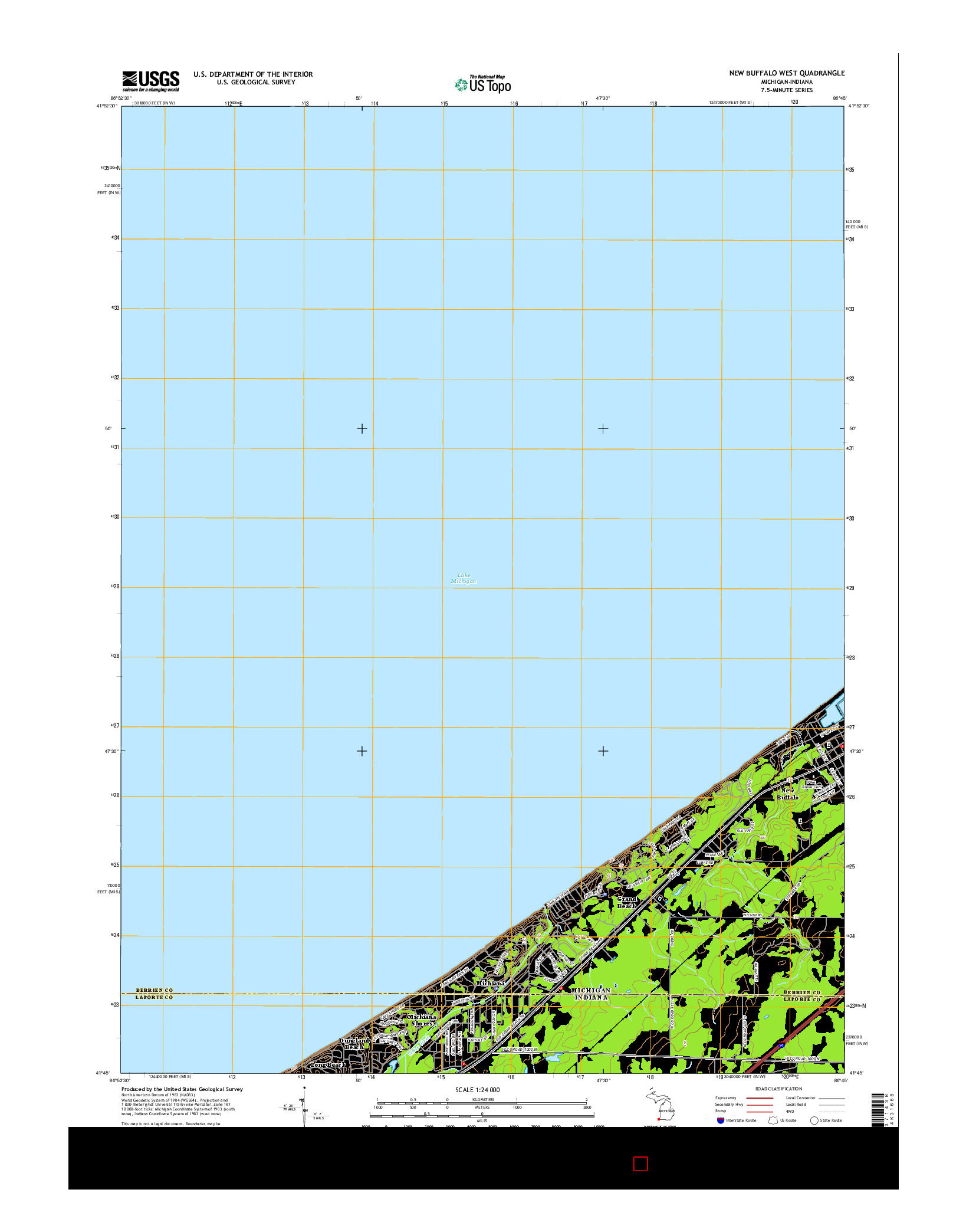 USGS US TOPO 7.5-MINUTE MAP FOR NEW BUFFALO WEST, MI-IN 2014