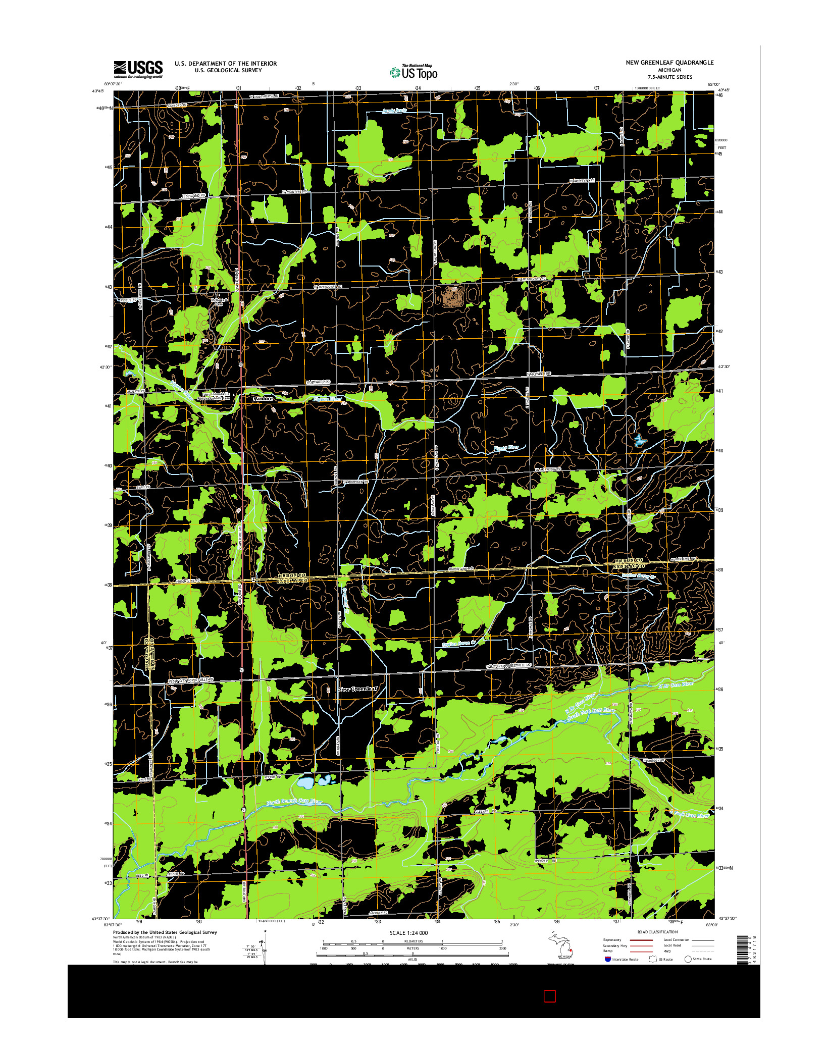 USGS US TOPO 7.5-MINUTE MAP FOR NEW GREENLEAF, MI 2014