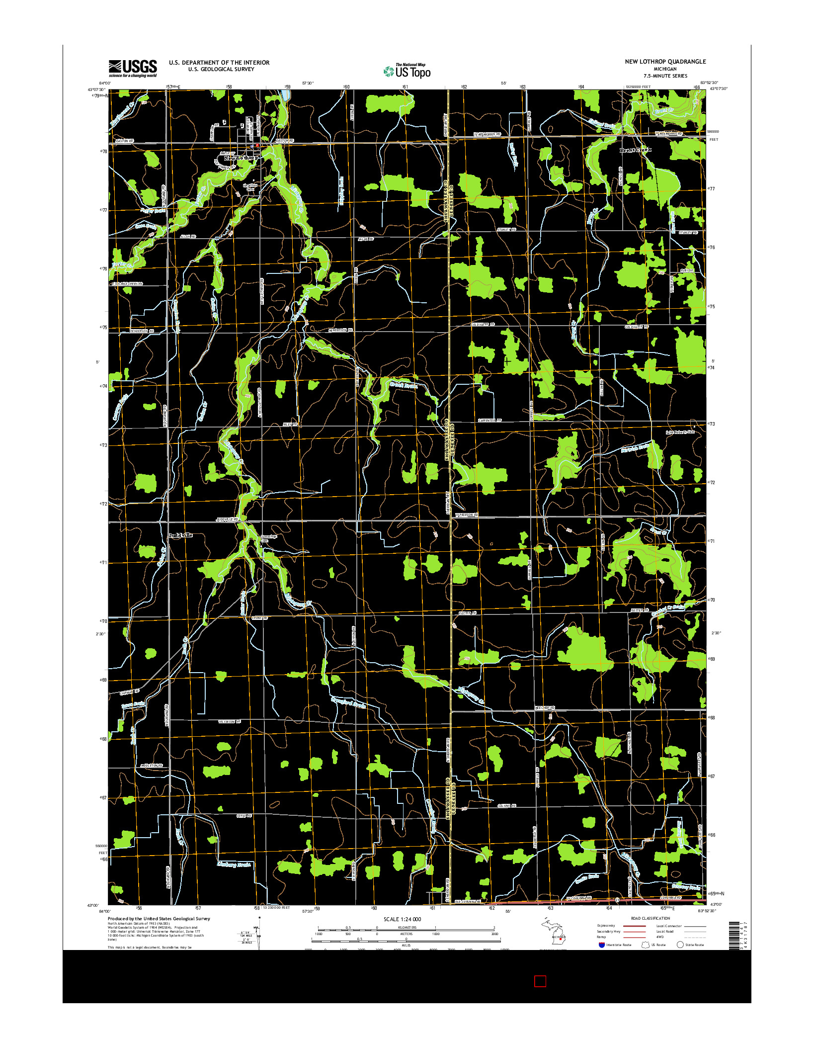 USGS US TOPO 7.5-MINUTE MAP FOR NEW LOTHROP, MI 2014