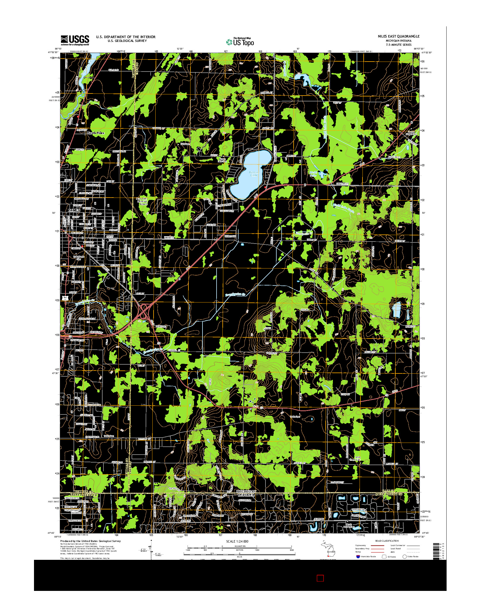 USGS US TOPO 7.5-MINUTE MAP FOR NILES EAST, MI-IN 2014