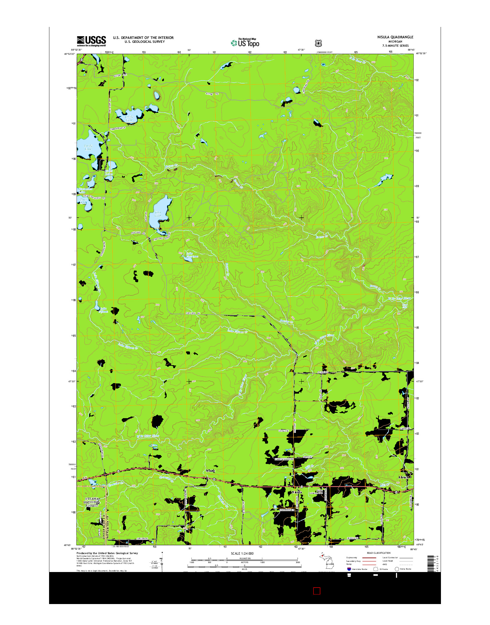USGS US TOPO 7.5-MINUTE MAP FOR NISULA, MI 2014