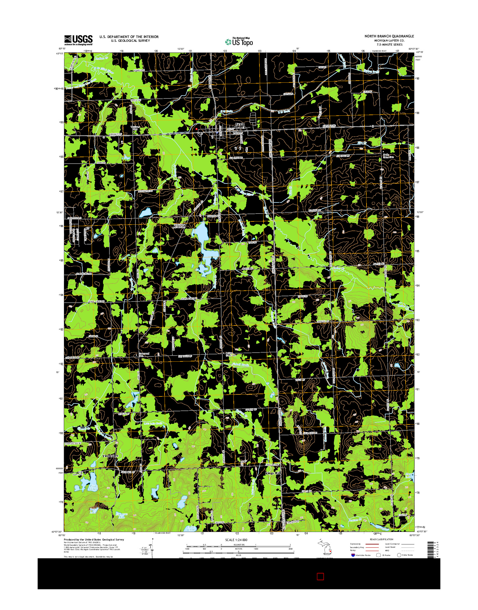 USGS US TOPO 7.5-MINUTE MAP FOR NORTH BRANCH, MI 2014