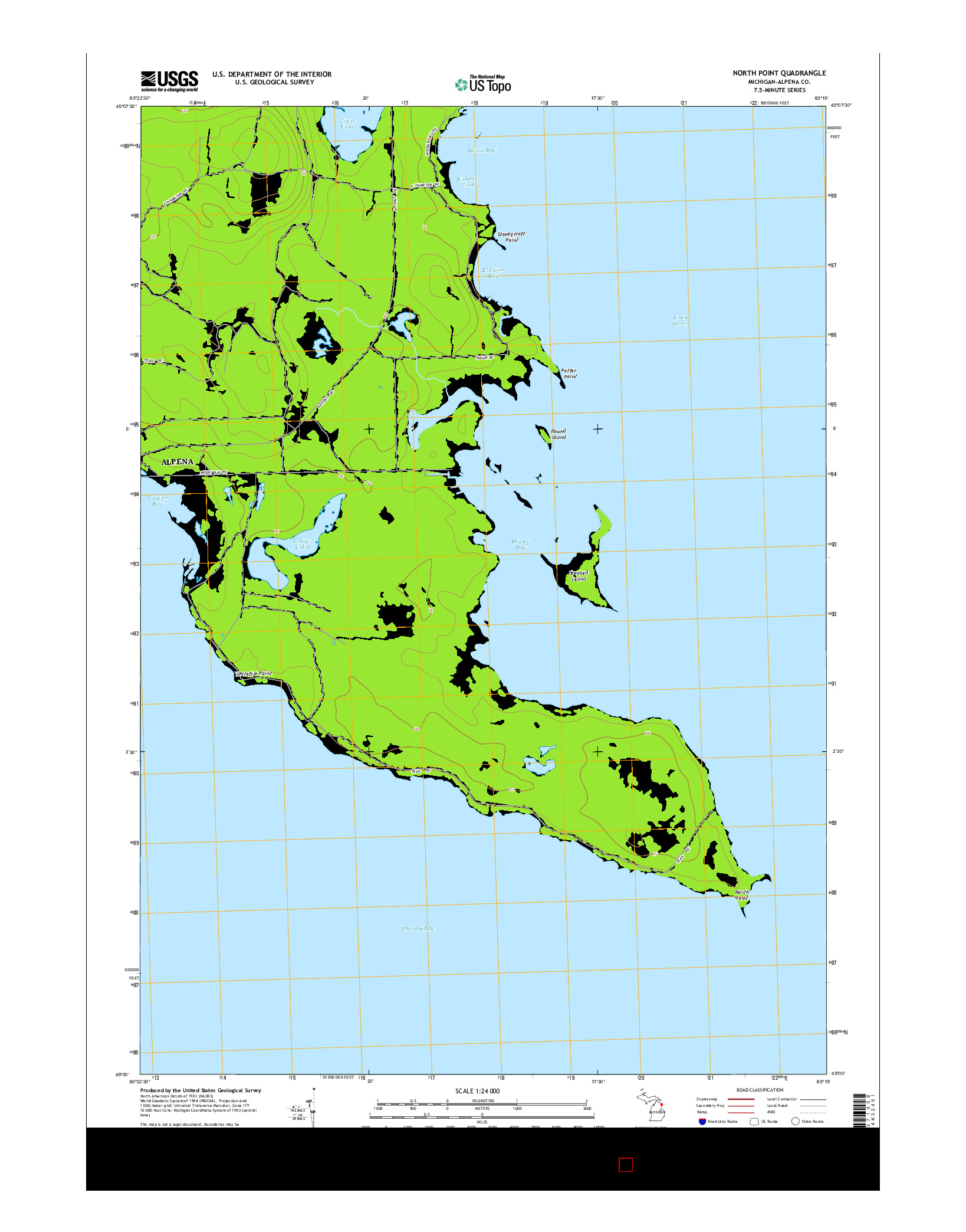 USGS US TOPO 7.5-MINUTE MAP FOR NORTH POINT, MI 2014