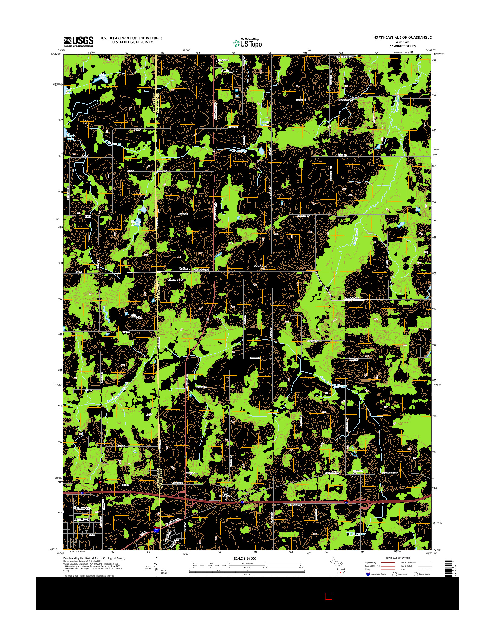 USGS US TOPO 7.5-MINUTE MAP FOR NORTHEAST ALBION, MI 2014