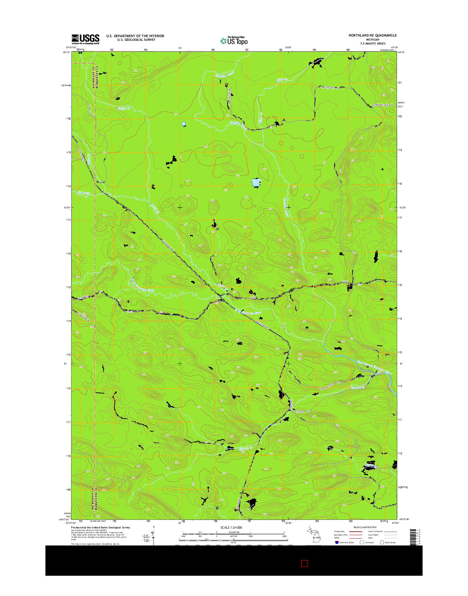 USGS US TOPO 7.5-MINUTE MAP FOR NORTHLAND NE, MI 2014