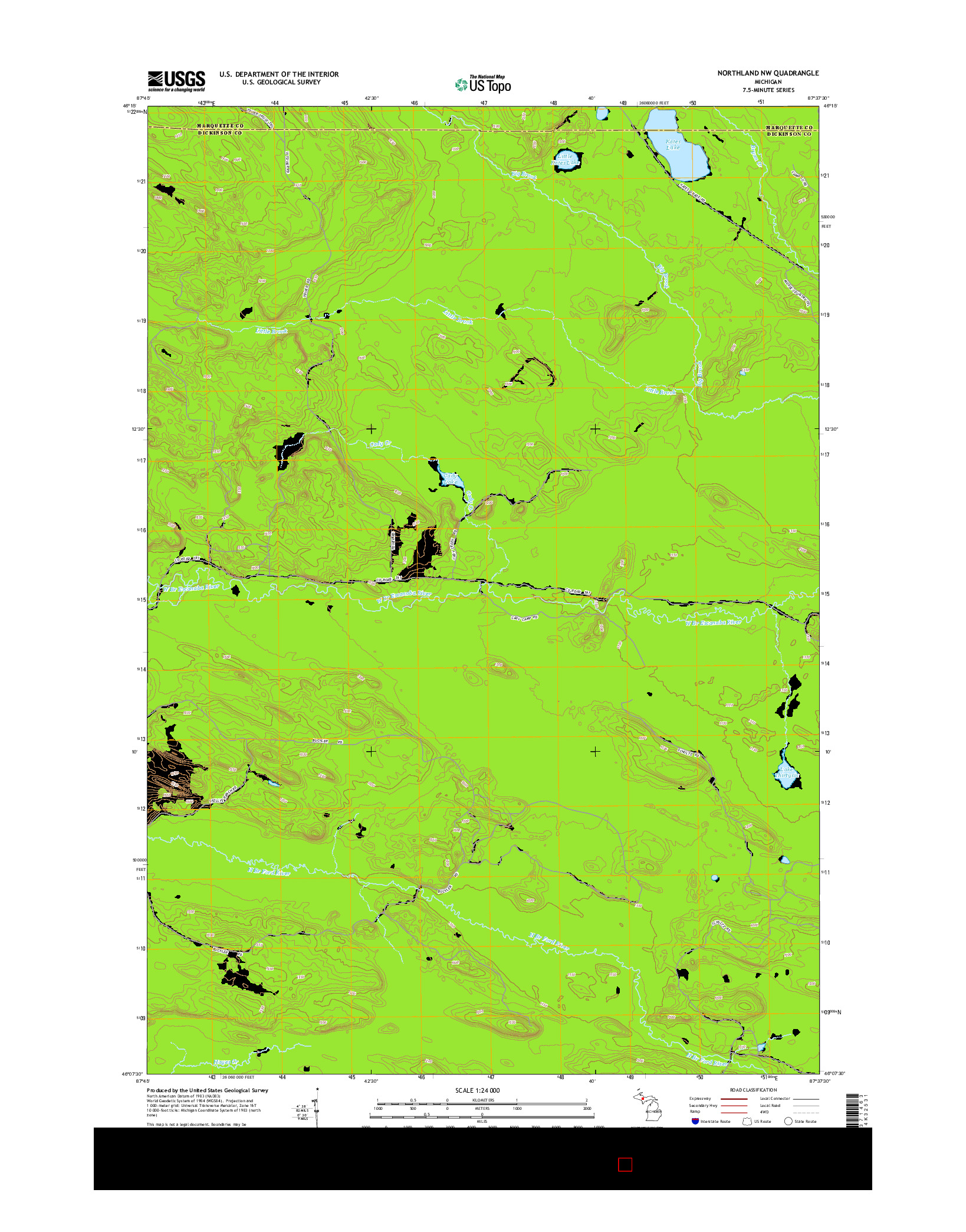 USGS US TOPO 7.5-MINUTE MAP FOR NORTHLAND NW, MI 2014