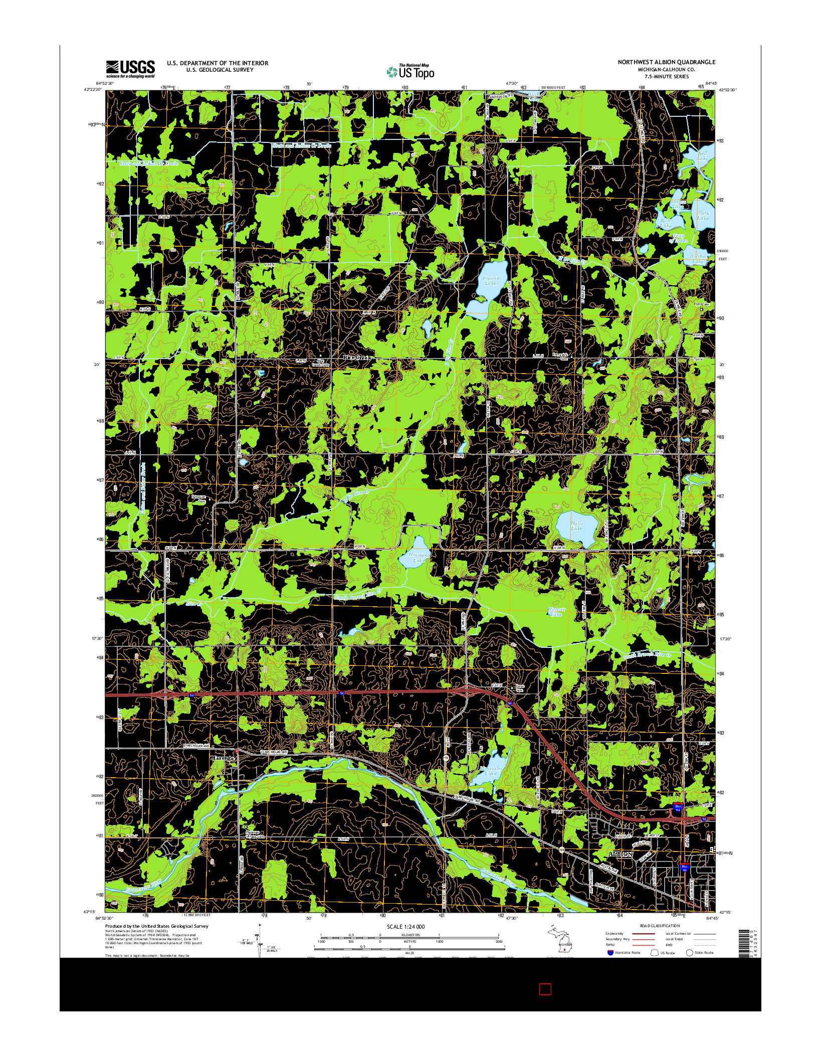 USGS US TOPO 7.5-MINUTE MAP FOR NORTHWEST ALBION, MI 2014