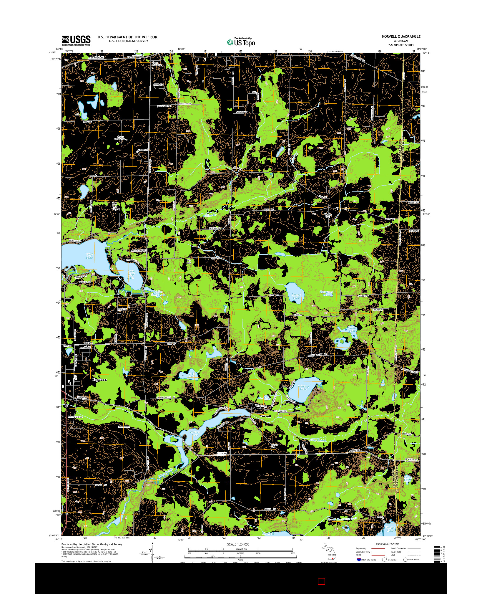 USGS US TOPO 7.5-MINUTE MAP FOR NORVELL, MI 2014