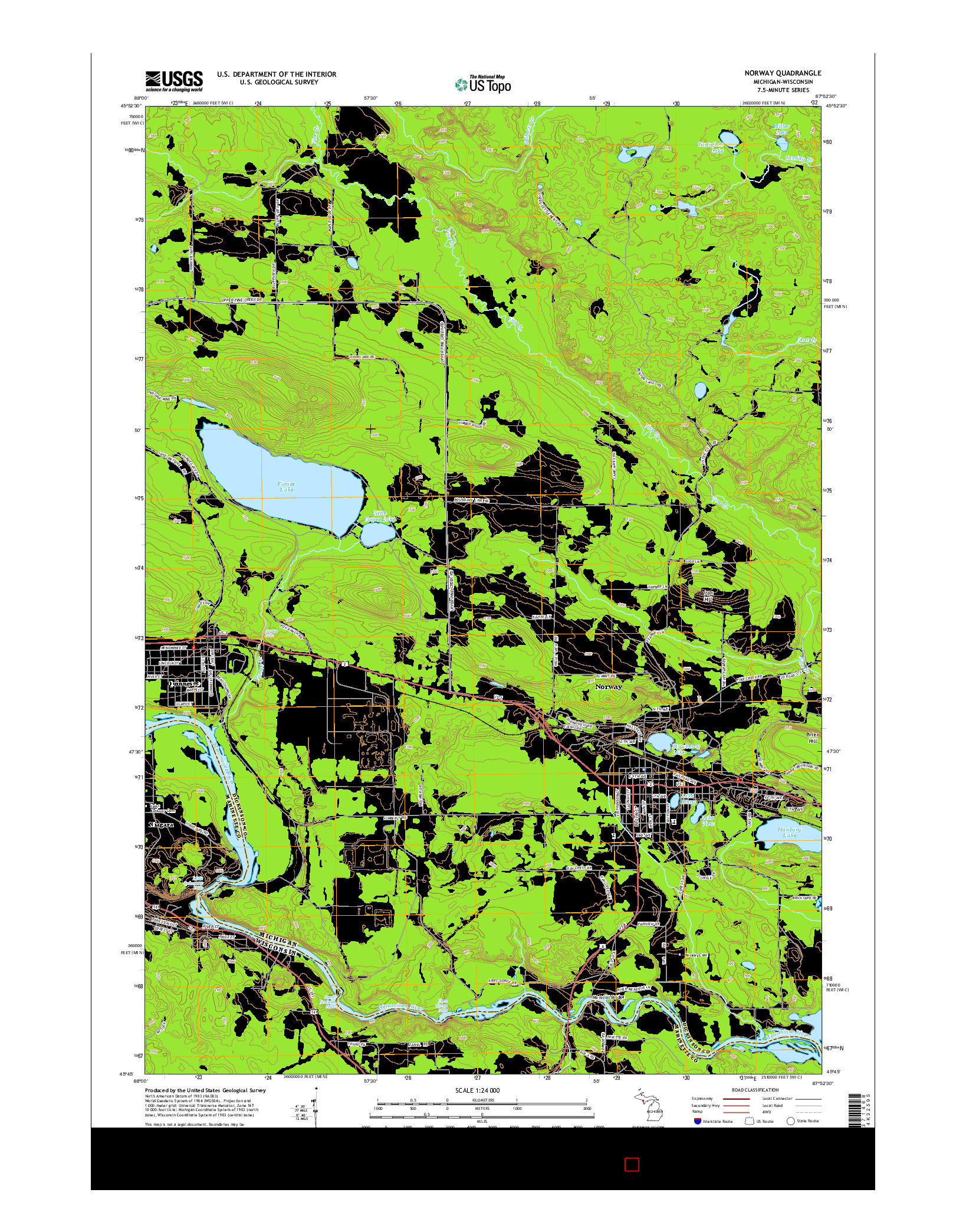 USGS US TOPO 7.5-MINUTE MAP FOR NORWAY, MI-WI 2014