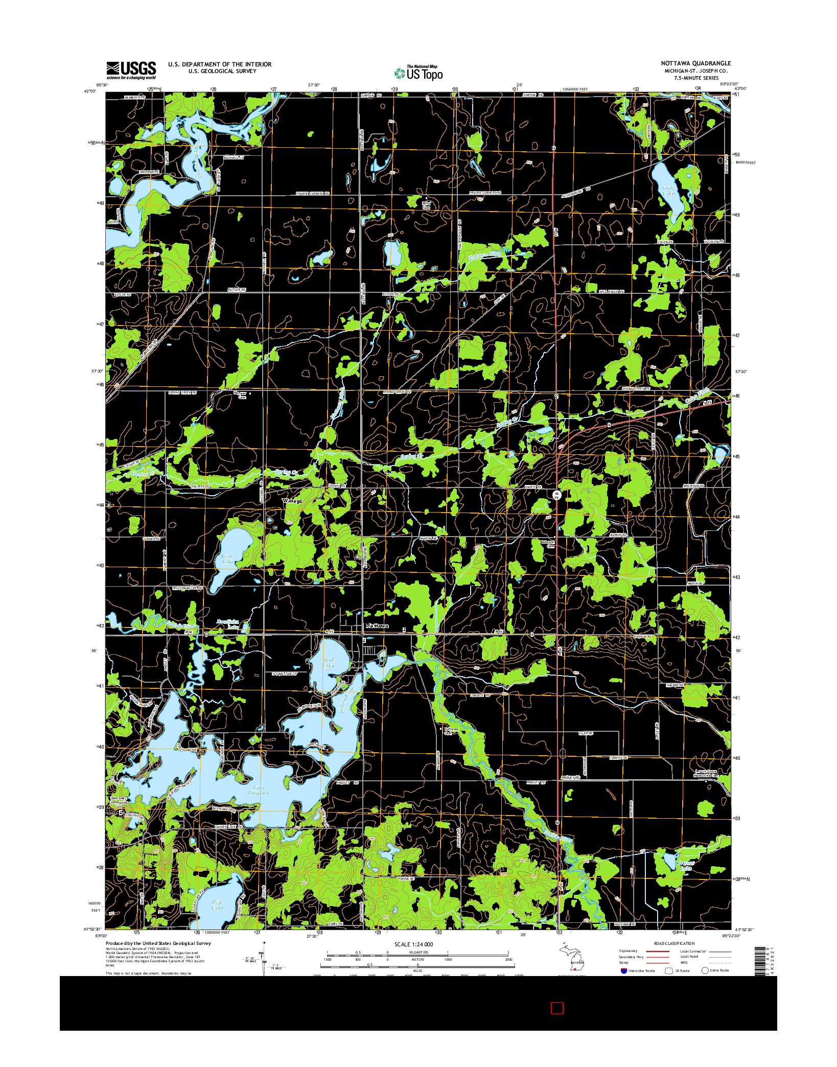 USGS US TOPO 7.5-MINUTE MAP FOR NOTTAWA, MI 2014