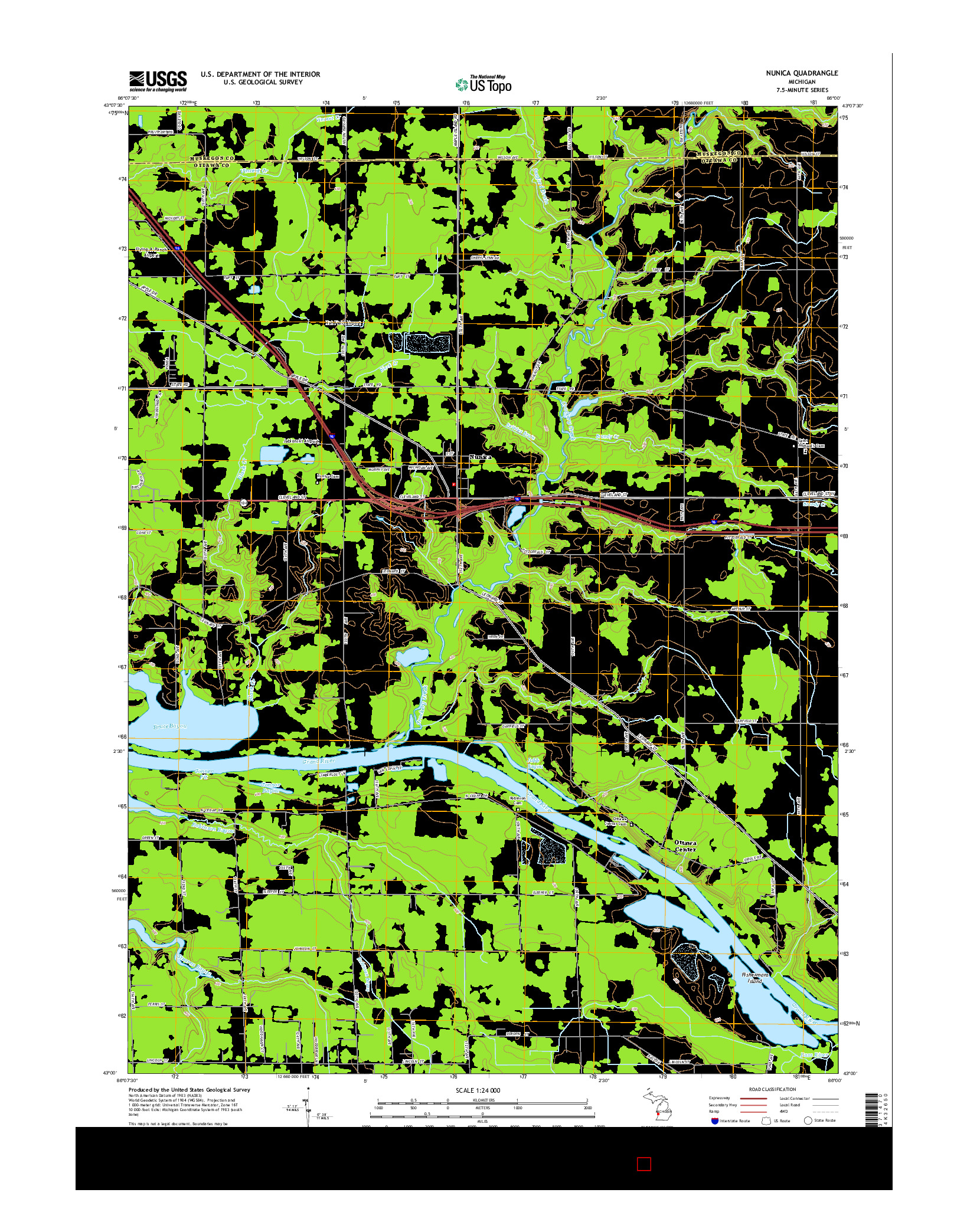 USGS US TOPO 7.5-MINUTE MAP FOR NUNICA, MI 2014