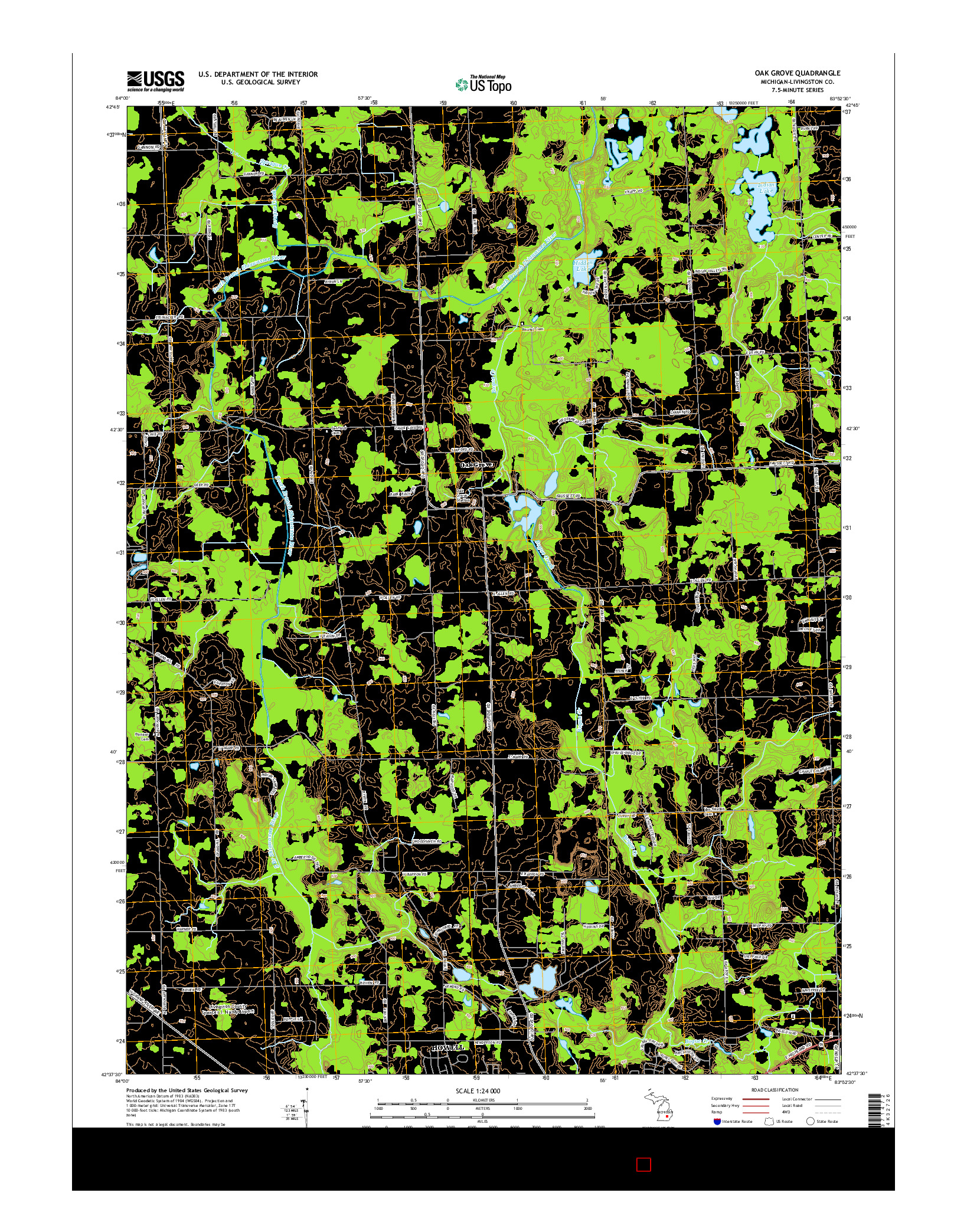 USGS US TOPO 7.5-MINUTE MAP FOR OAK GROVE, MI 2014