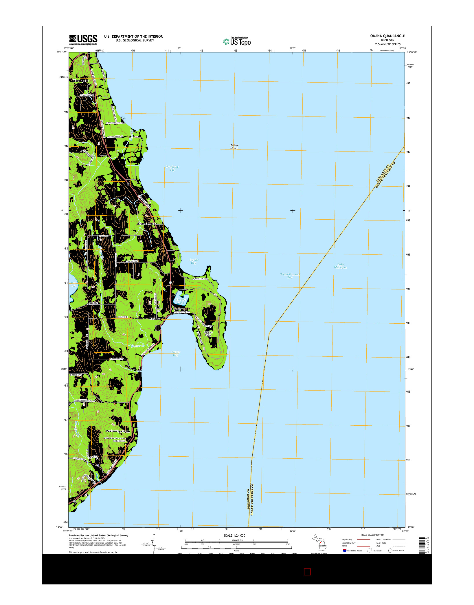 USGS US TOPO 7.5-MINUTE MAP FOR OMENA, MI 2014