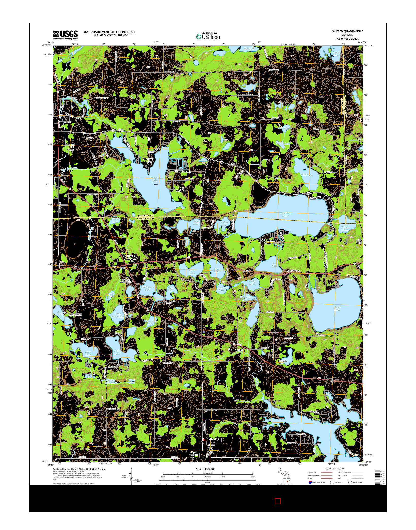 USGS US TOPO 7.5-MINUTE MAP FOR ONSTED, MI 2014