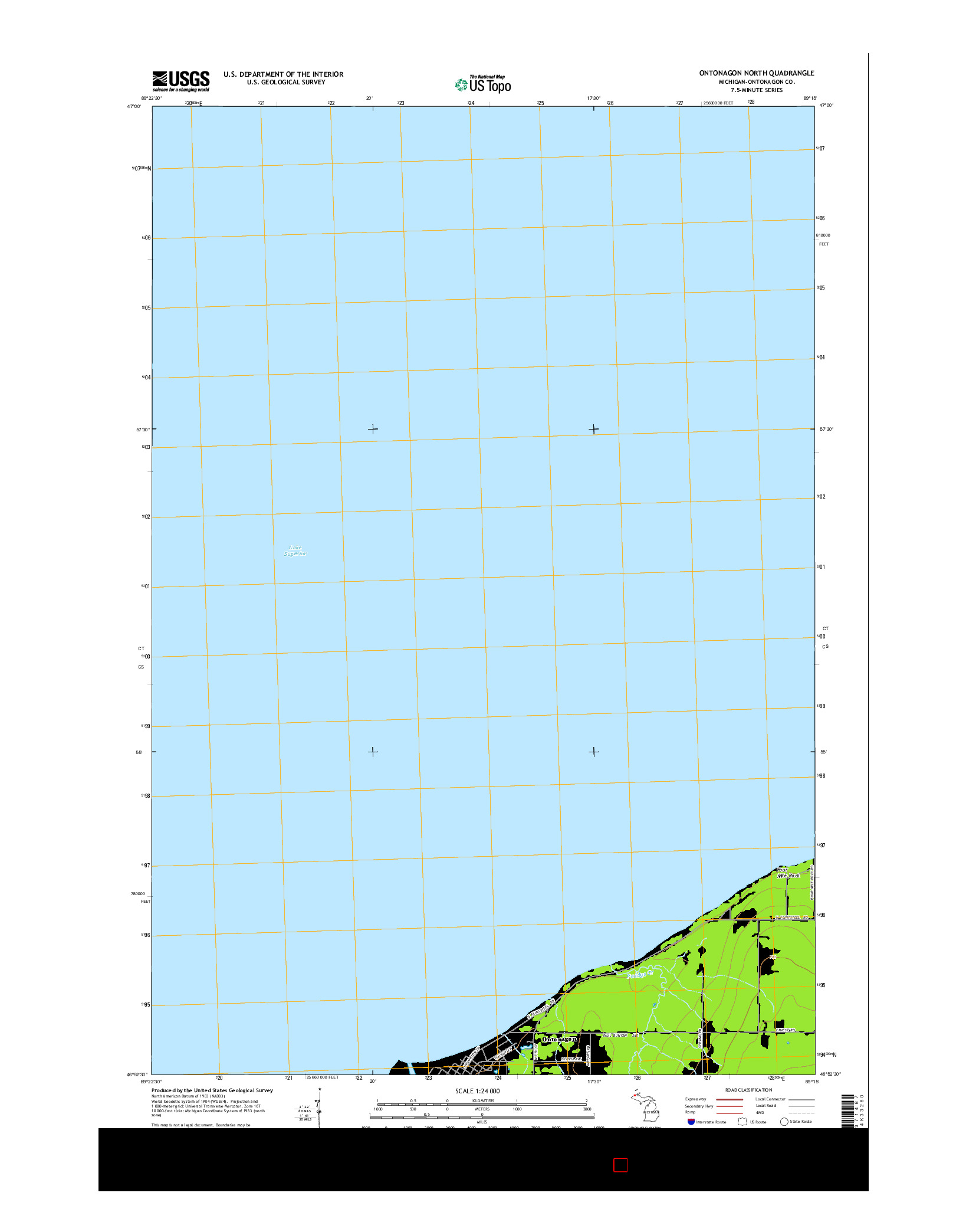 USGS US TOPO 7.5-MINUTE MAP FOR ONTONAGON NORTH, MI 2014