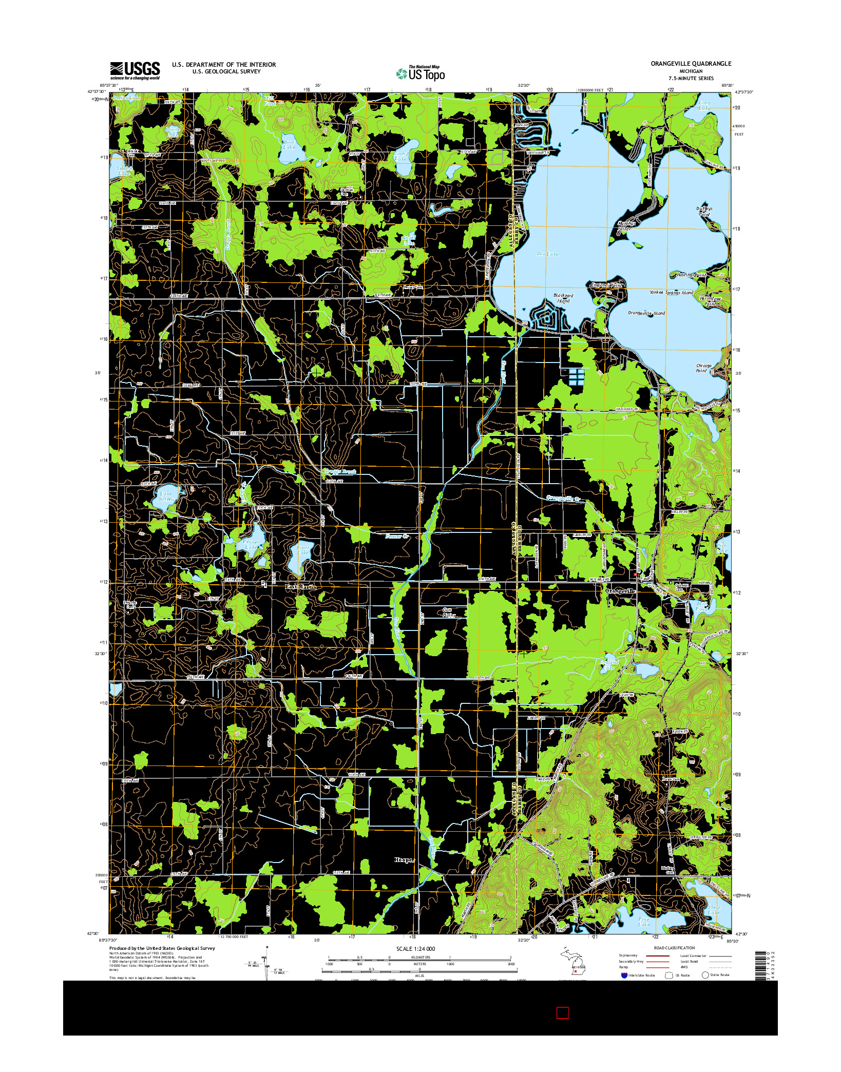 USGS US TOPO 7.5-MINUTE MAP FOR ORANGEVILLE, MI 2014