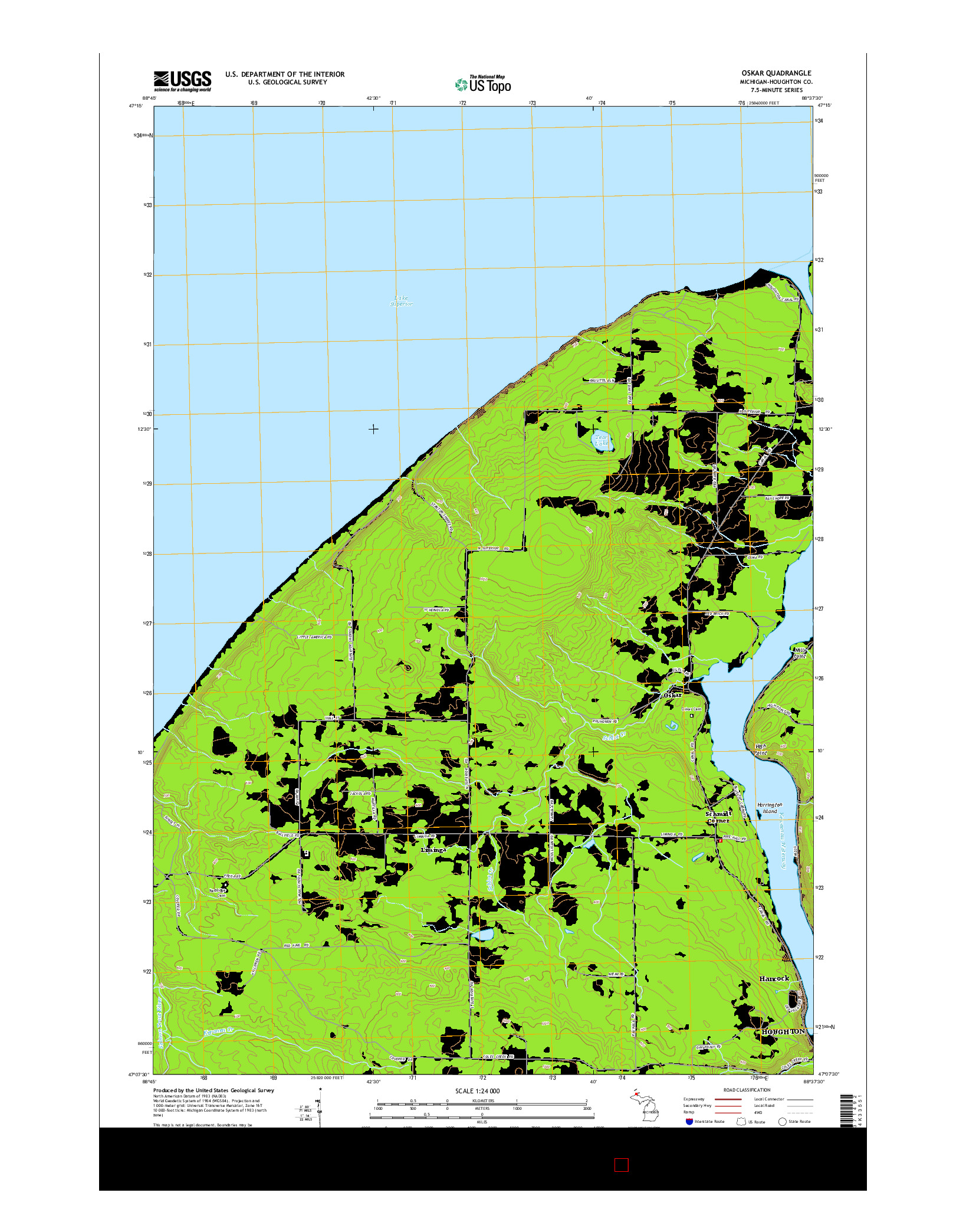 USGS US TOPO 7.5-MINUTE MAP FOR OSKAR, MI 2014