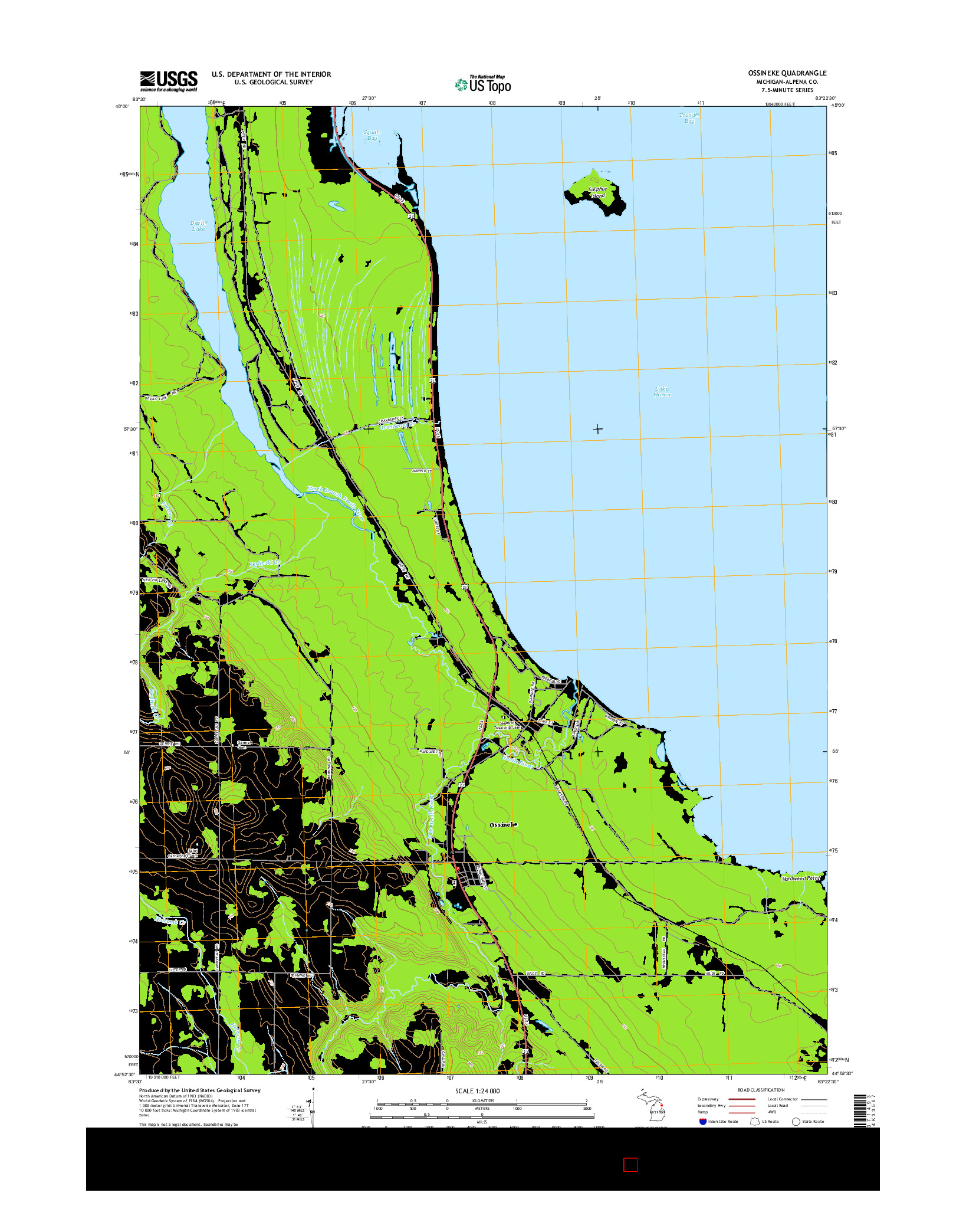 USGS US TOPO 7.5-MINUTE MAP FOR OSSINEKE, MI 2014