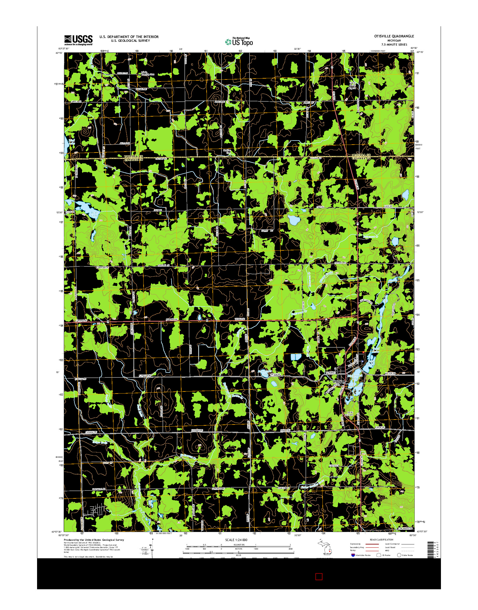 USGS US TOPO 7.5-MINUTE MAP FOR OTISVILLE, MI 2014