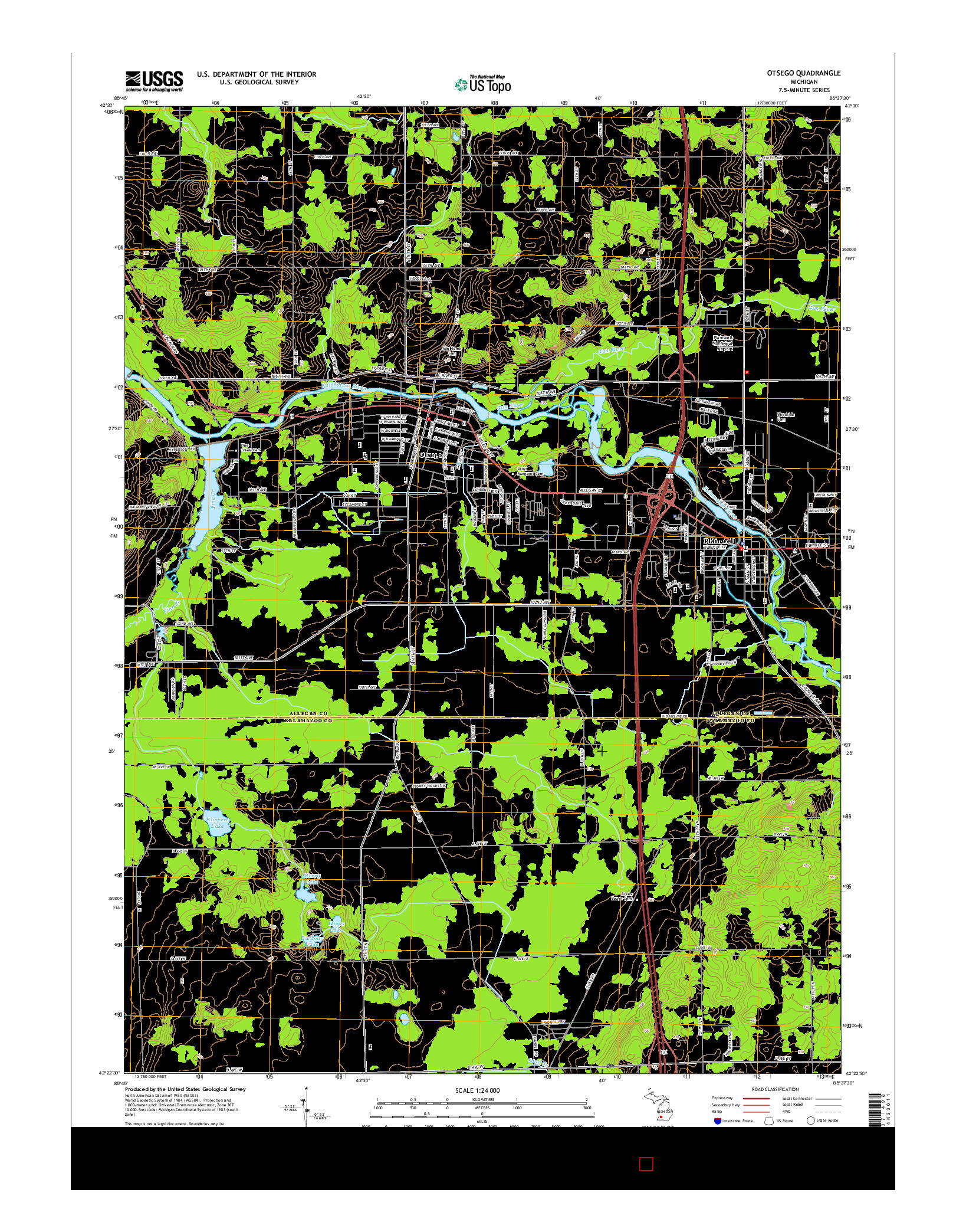 USGS US TOPO 7.5-MINUTE MAP FOR OTSEGO, MI 2014