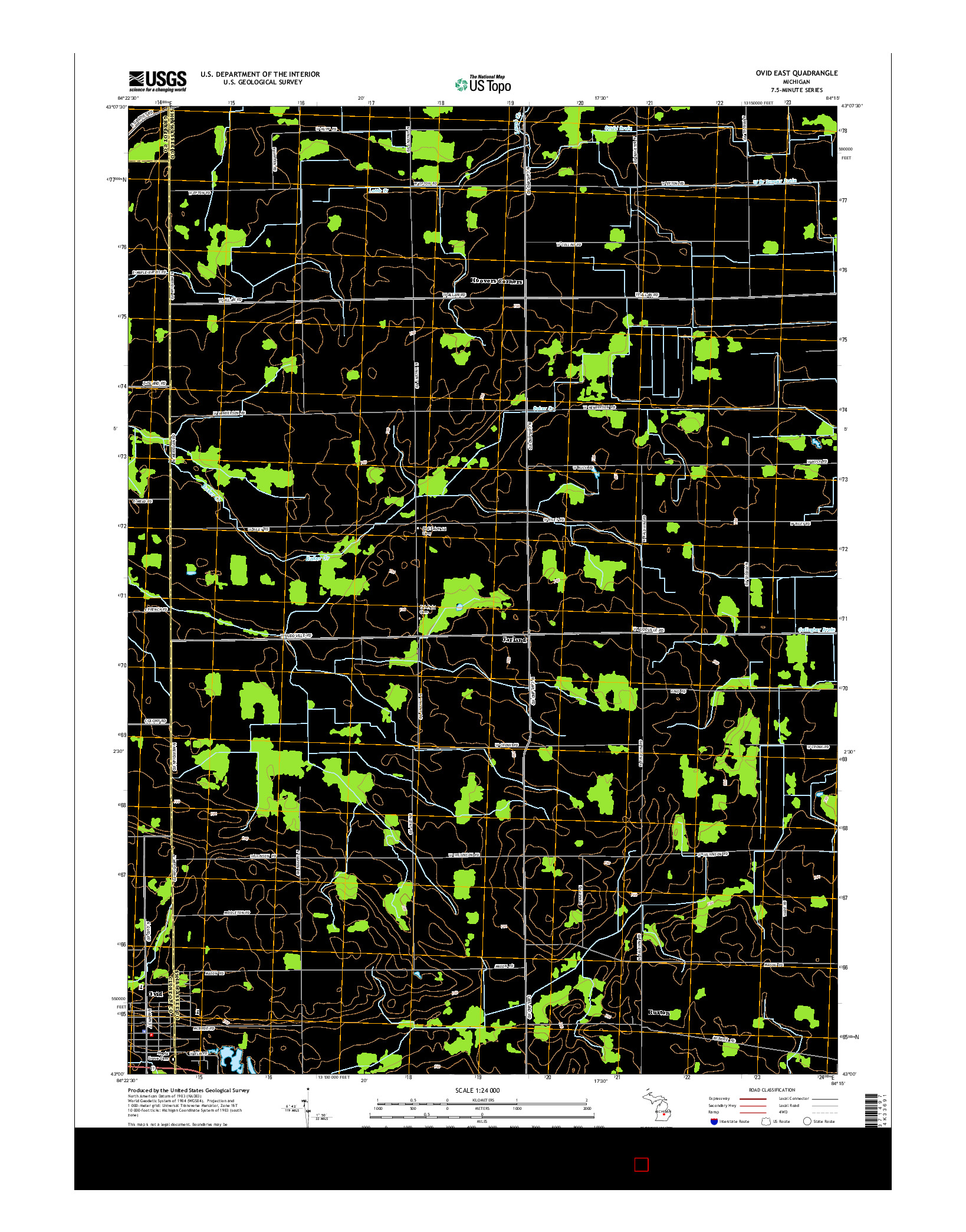 USGS US TOPO 7.5-MINUTE MAP FOR OVID EAST, MI 2014