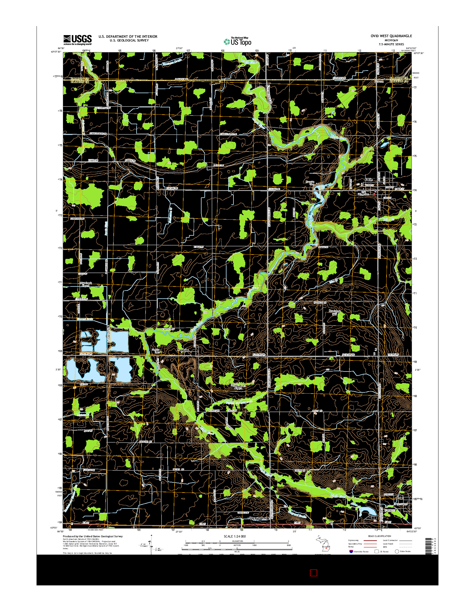 USGS US TOPO 7.5-MINUTE MAP FOR OVID WEST, MI 2014