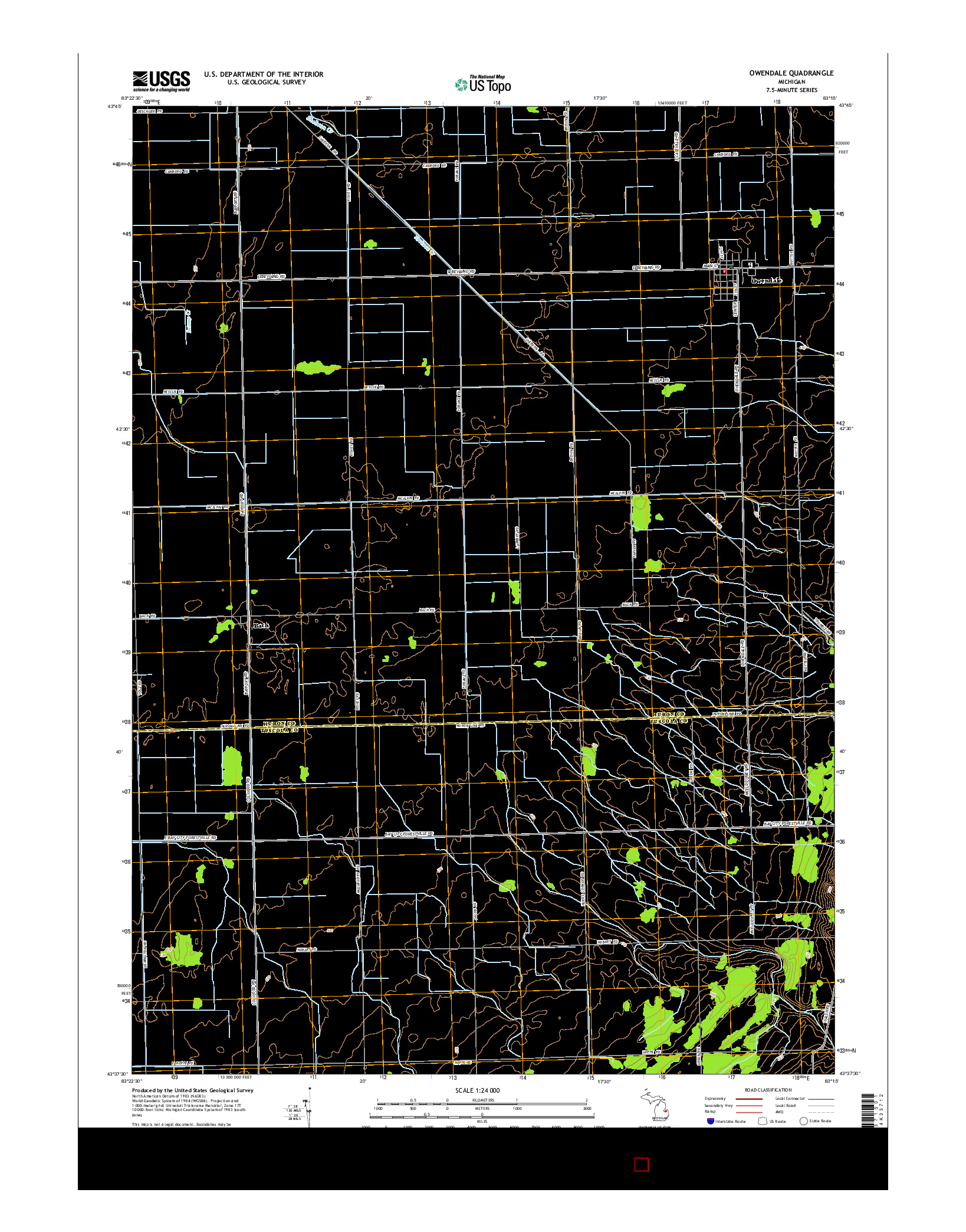 USGS US TOPO 7.5-MINUTE MAP FOR OWENDALE, MI 2014